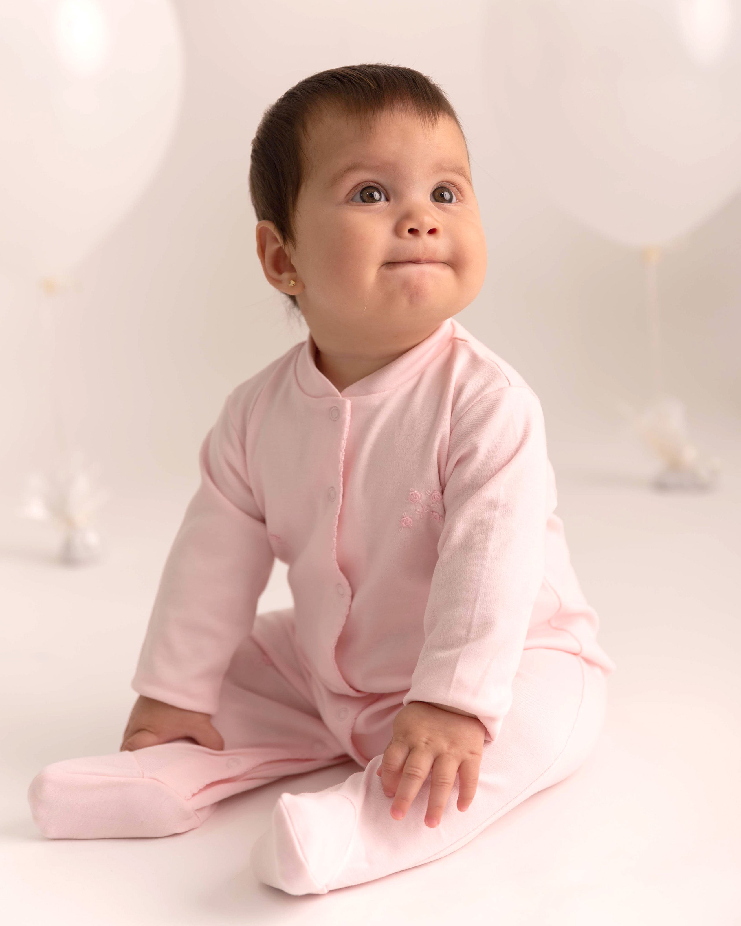 Sweet Roses Pink Embroidery Footie | Baby Girl