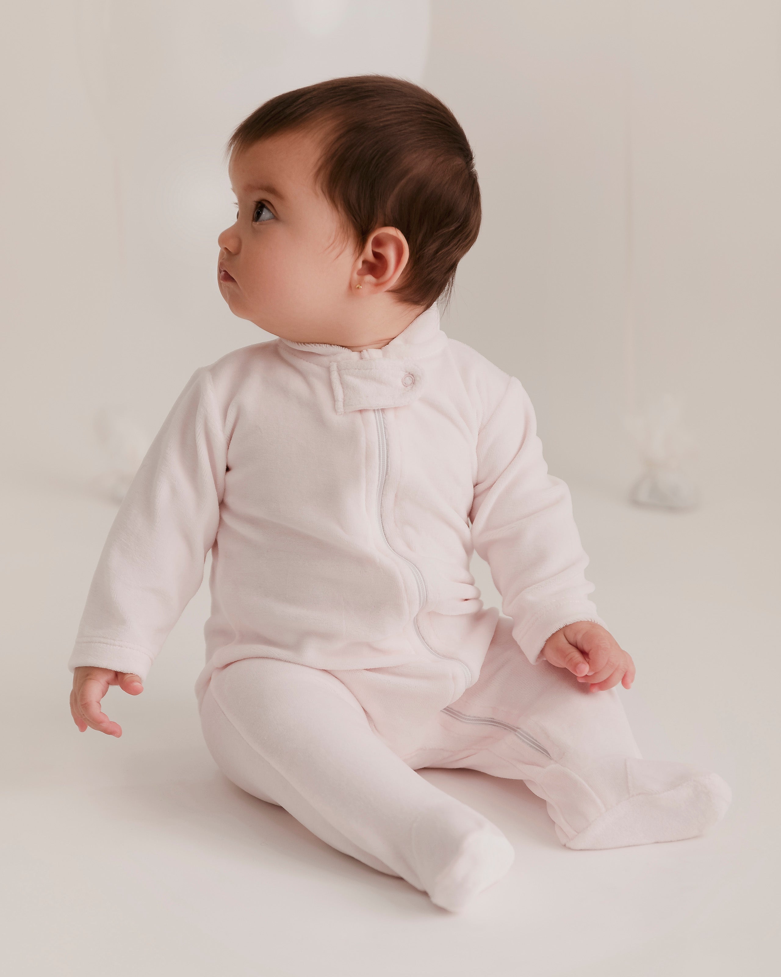Velour Zipper Footie | Baby Girl
