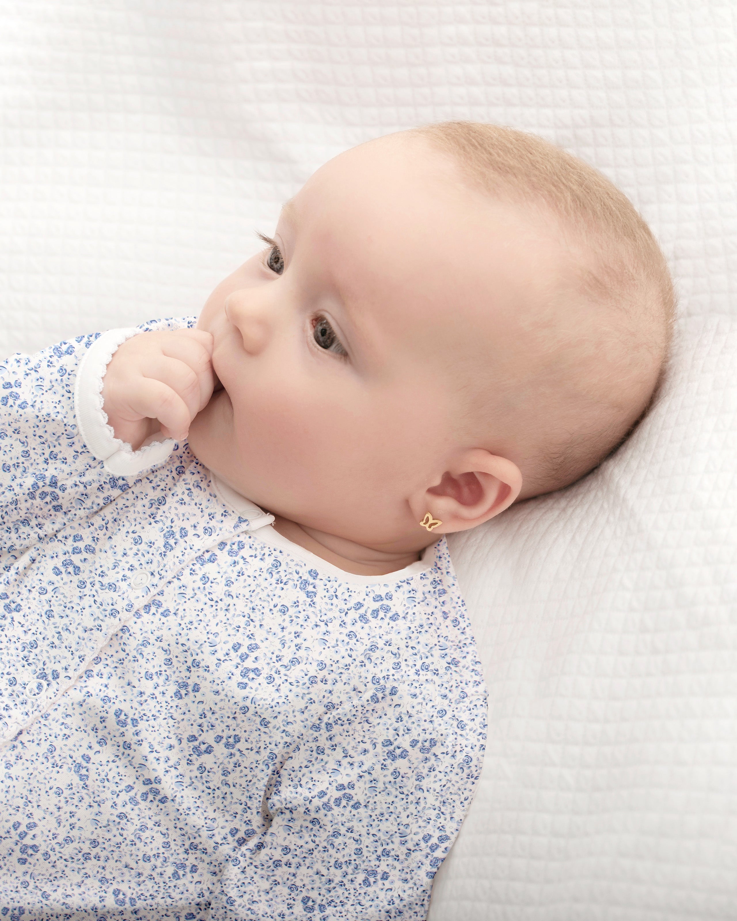 Blue Roses Printed Footie | Baby Girl