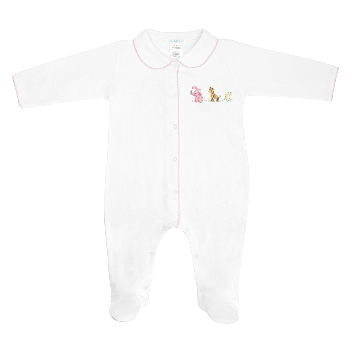 PIMA COTTON-BABY ANIMALS EMBROIDERY FOOTIE