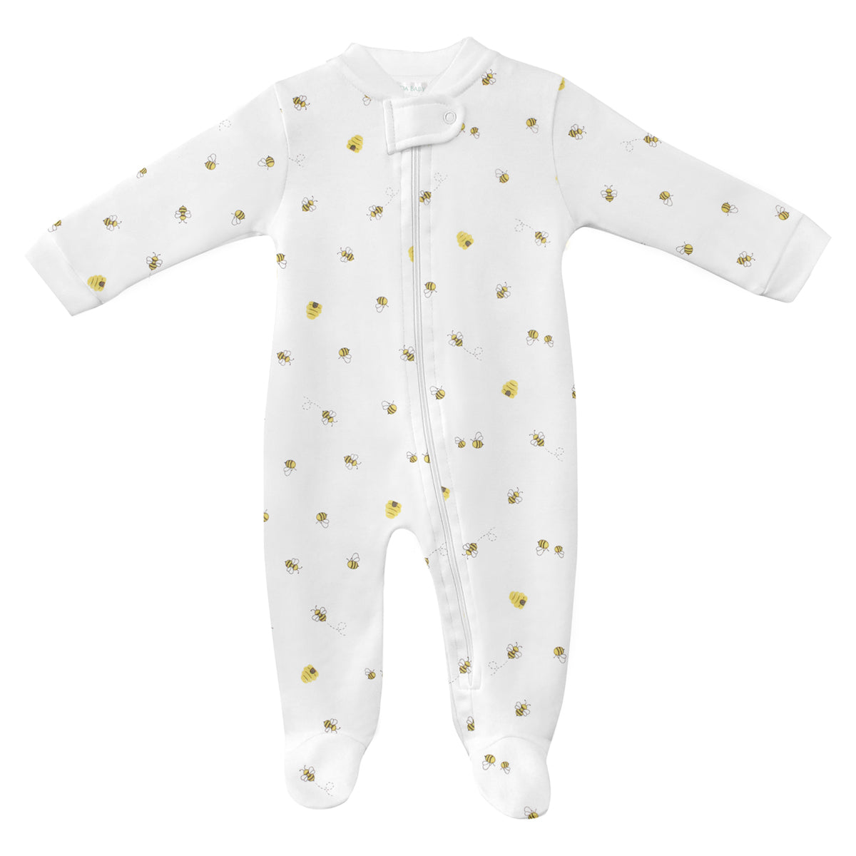 PIMA COTTON-BEE HAPPY ZIPPER FOOTIE