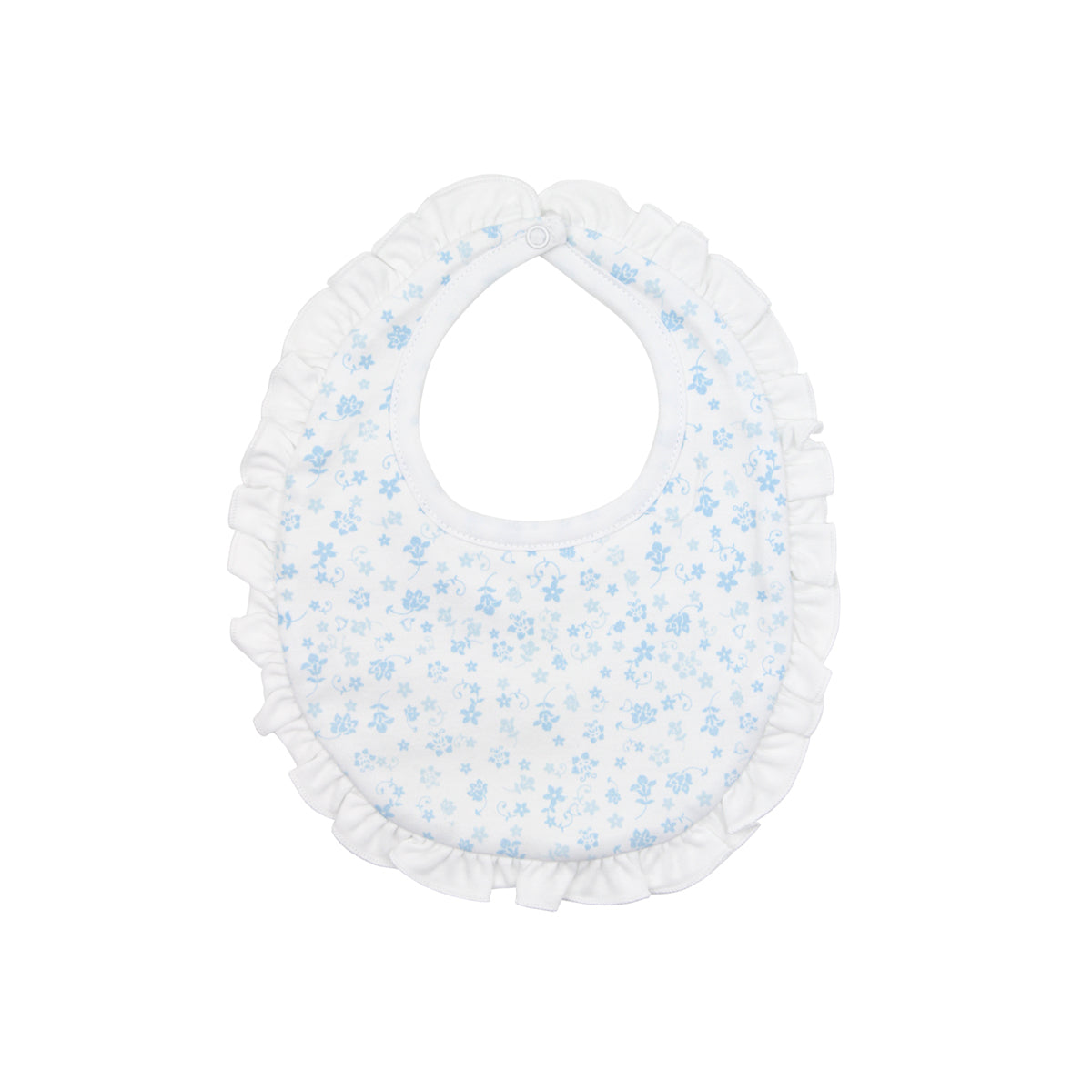 PIMA COTTON-LIGHT BLUE ANTIQUE FLOWERS BIB