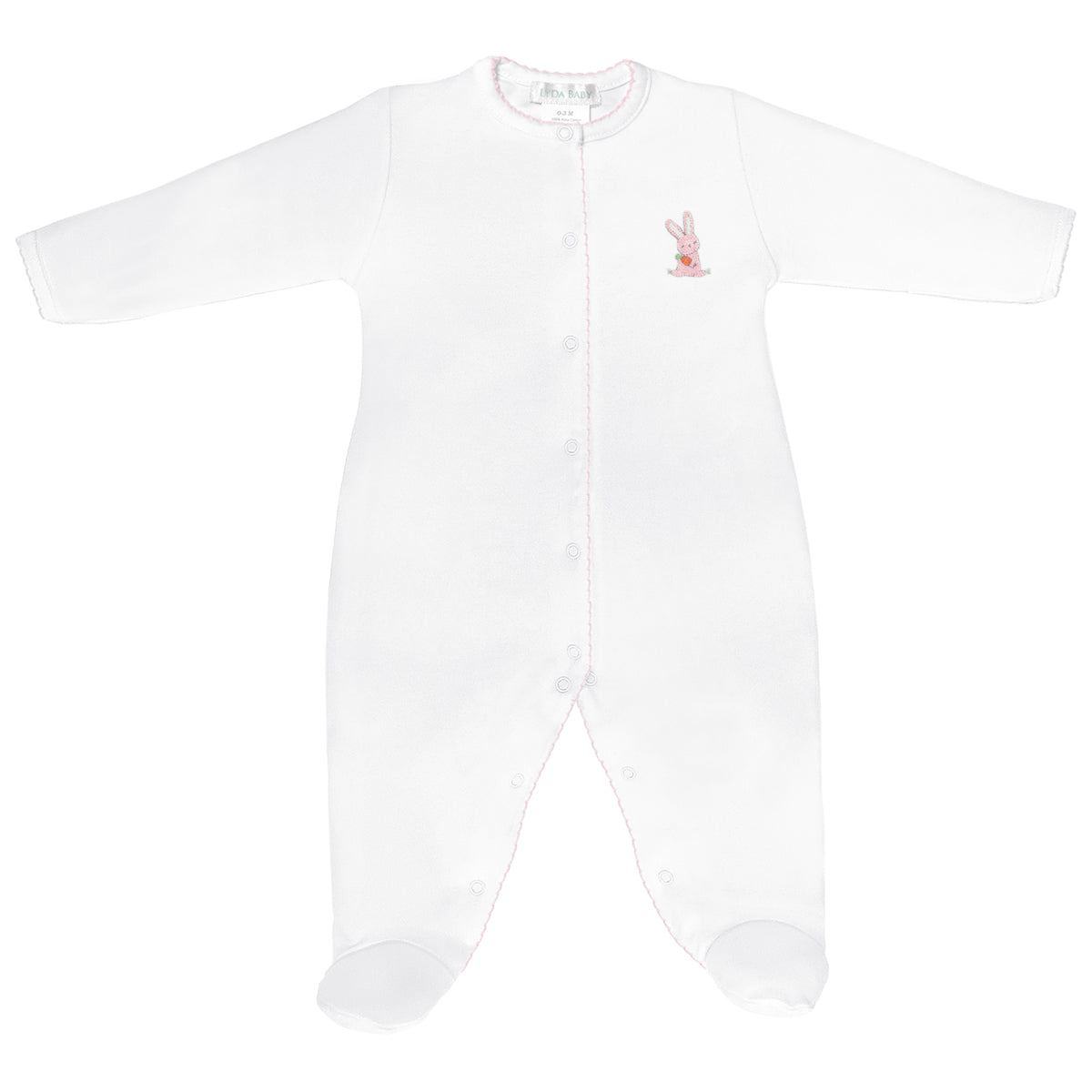PIMA COTTON-RABBITS EMBROIDERY FOOTIE GIRL
