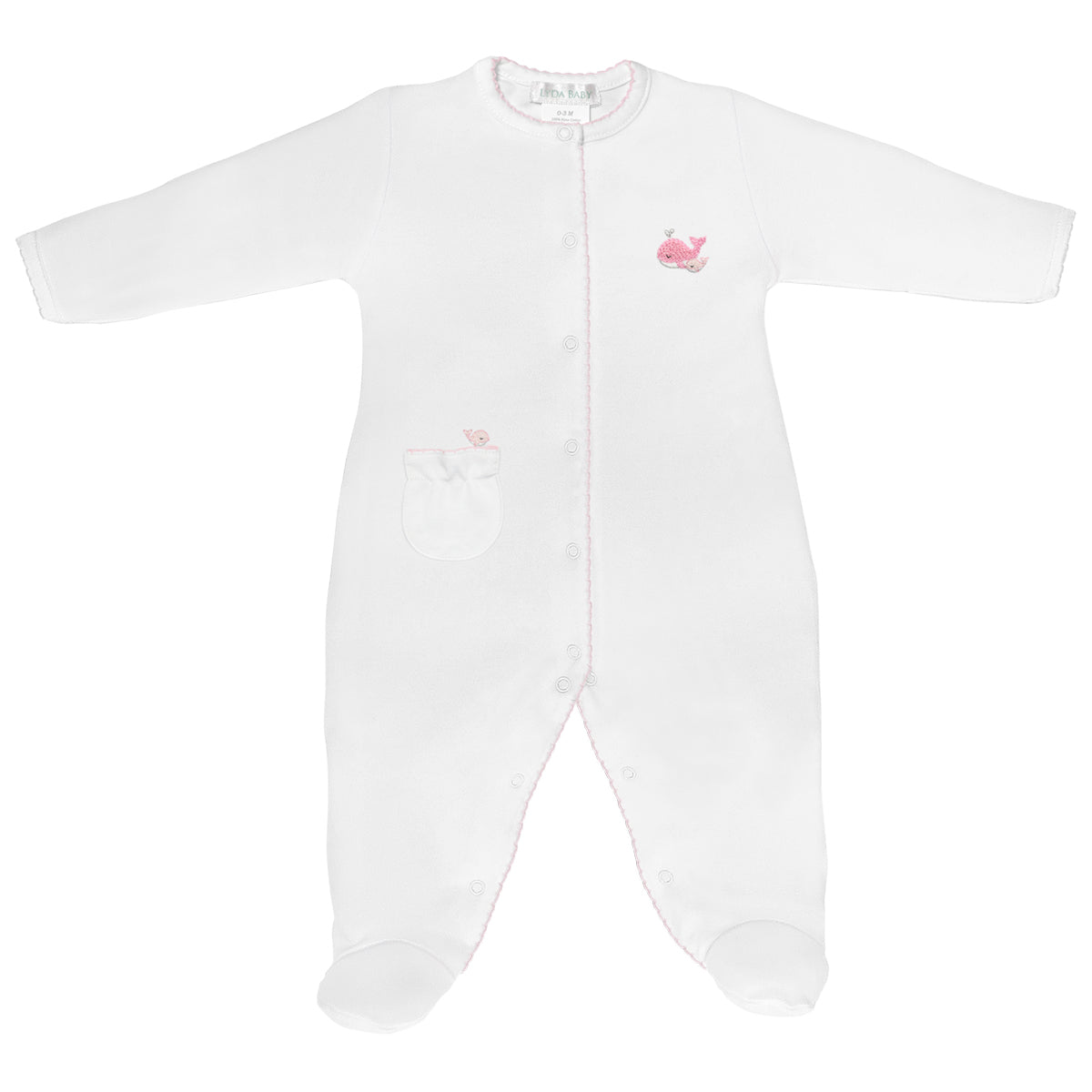 PIMA COTTON-SWEET DREAMS EMBROIDERY FOOTIE GIRL