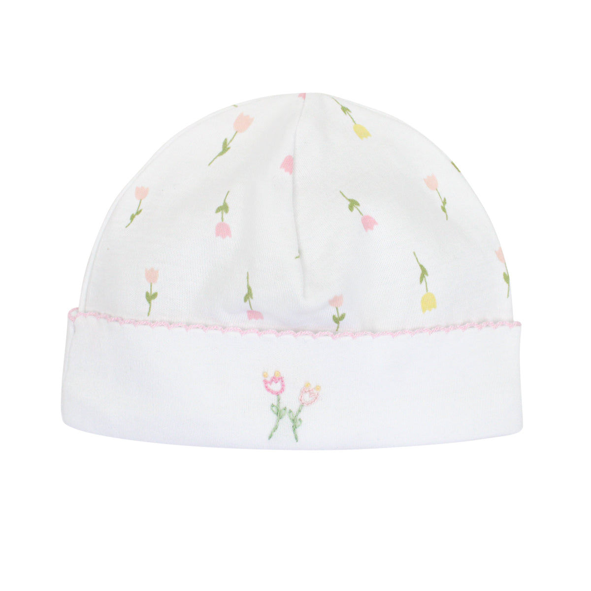 PIMA COTTON-TULIP FLOWERS EMBROIDERY HAT