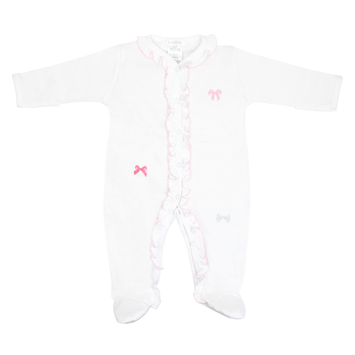 PIMA COTTON ALL BOWS EMBROIDERY FOOTIE
