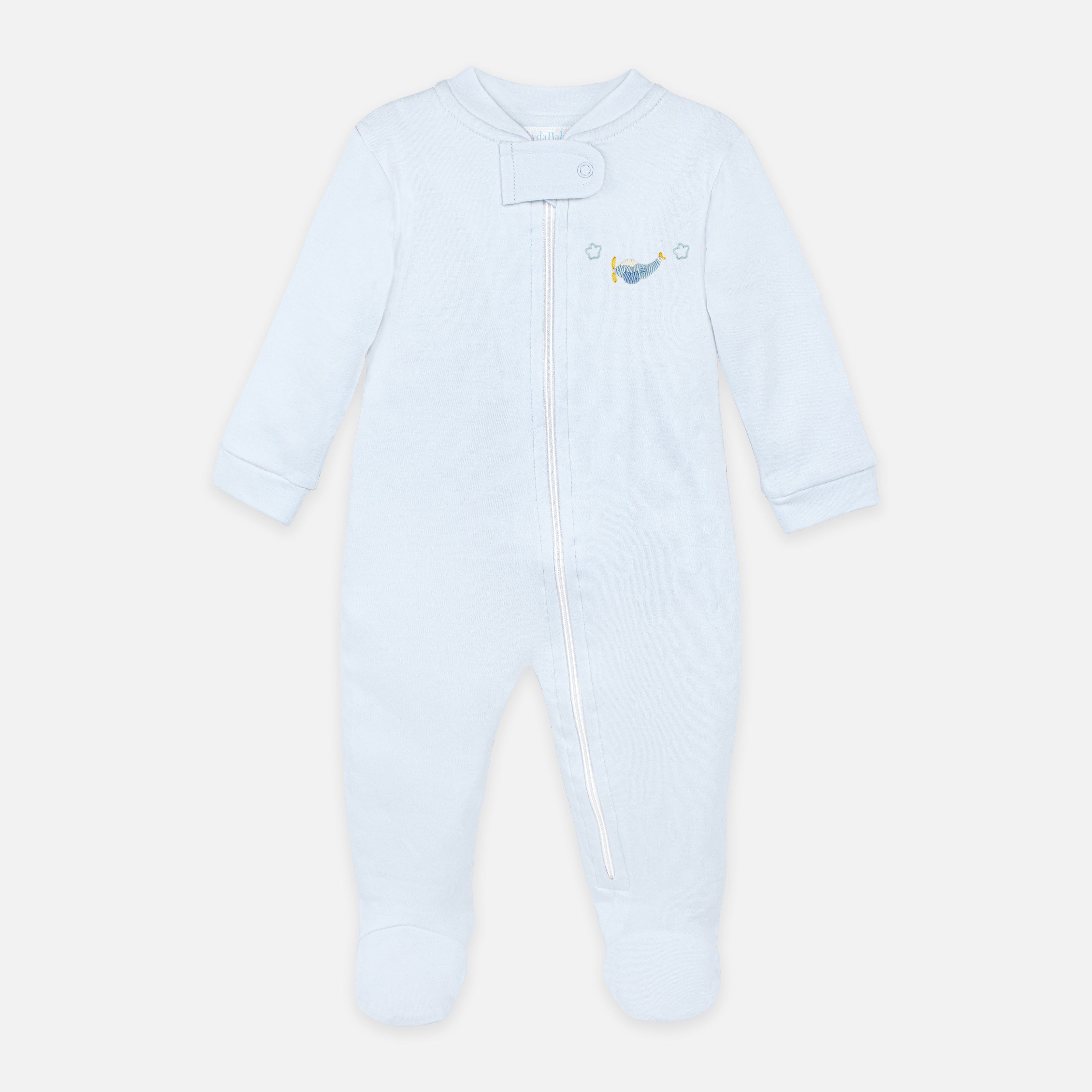 PIMA COTTON Airplane Embroidery Zipper Footie