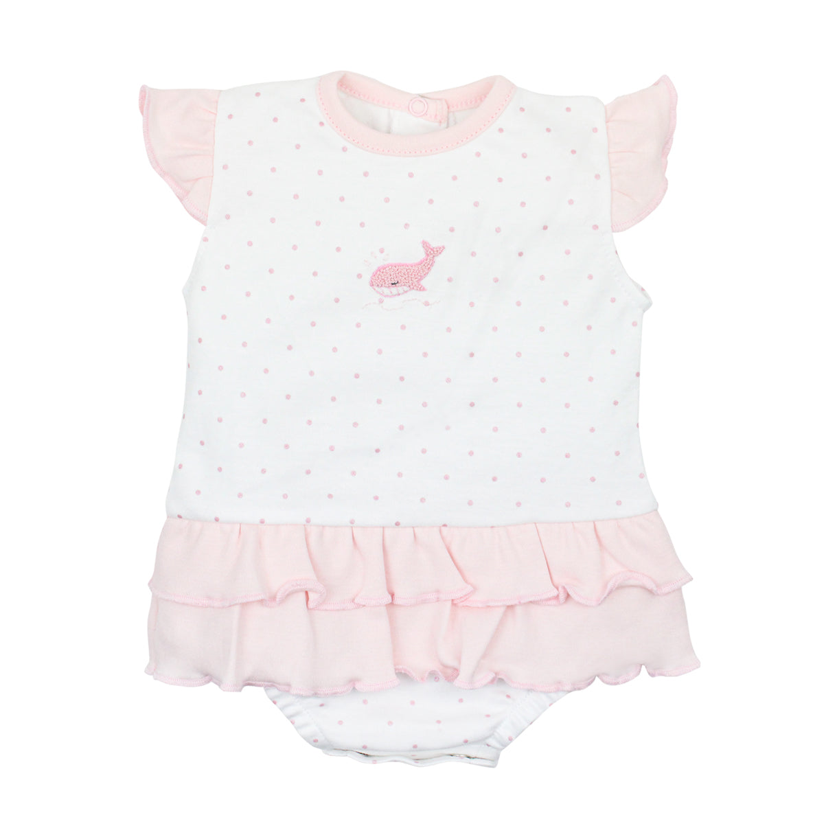 PIMA COTTON BABY WHALE EMBROIDERY ROMPER