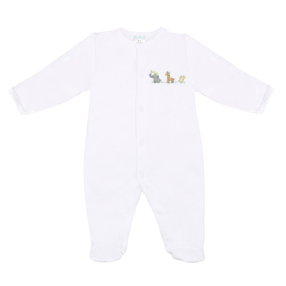 PIMA COTTON Baby Animals Embroidery Footie Unisex