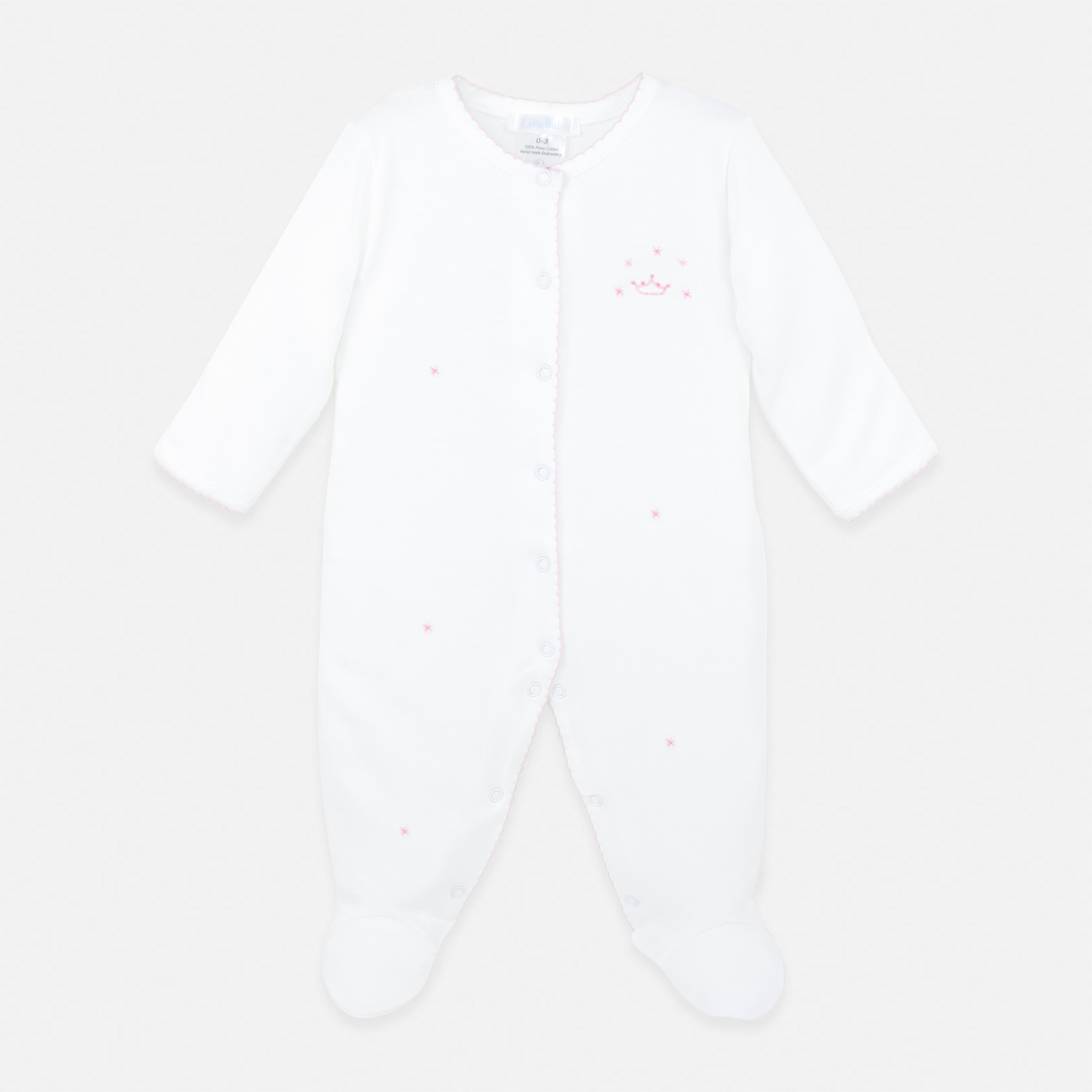 PIMA COTTON Baby Princess Embroidery Footie