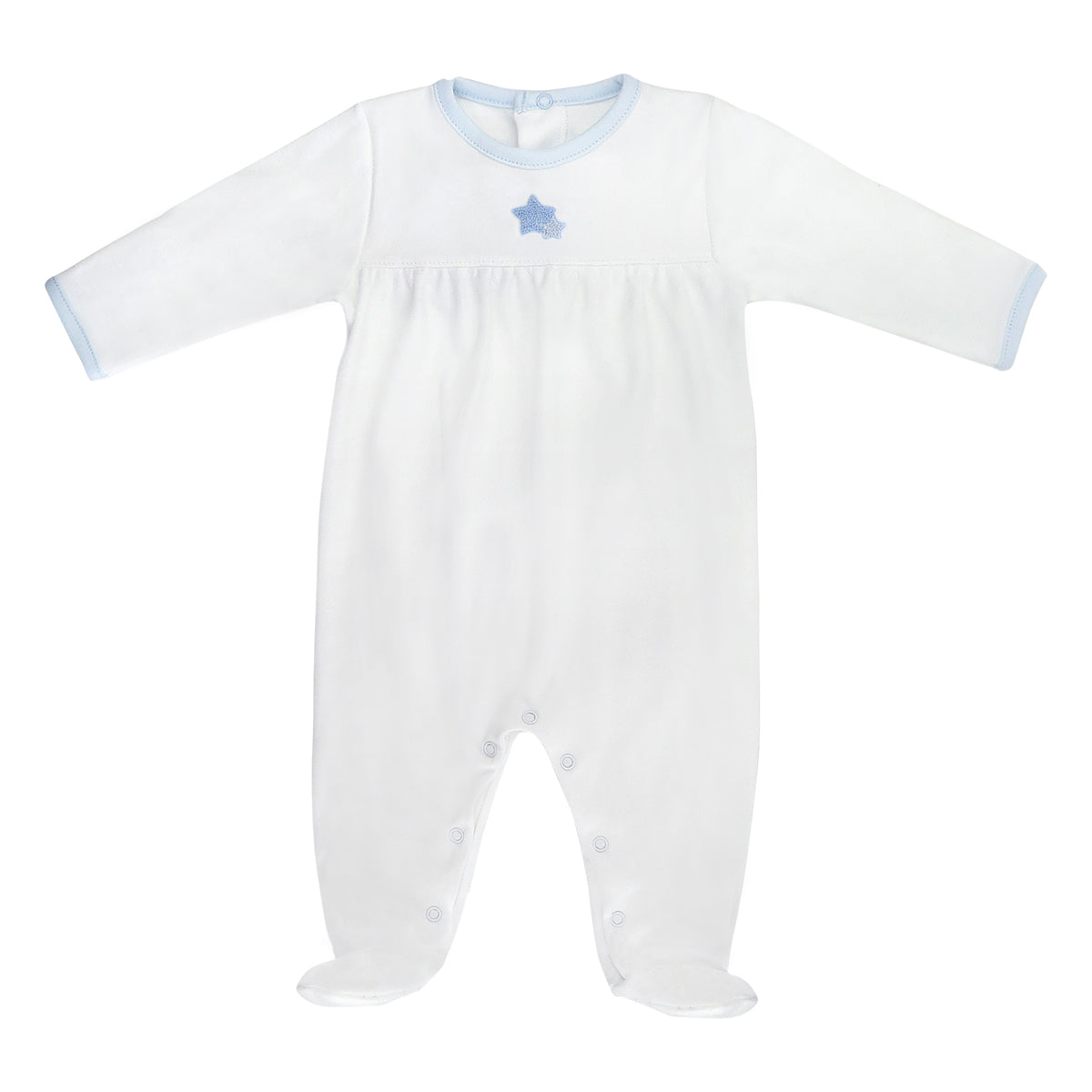 PIMA COTTON DOUBLE STARS EMBROIDERY FOOTIE