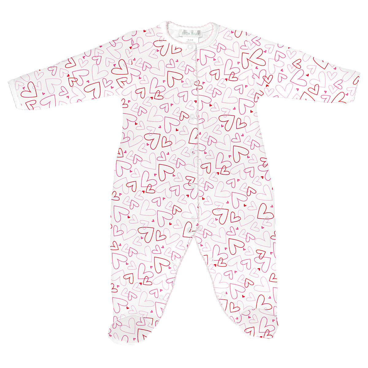 PIMA COTTON Doodle Hearts Printed footie