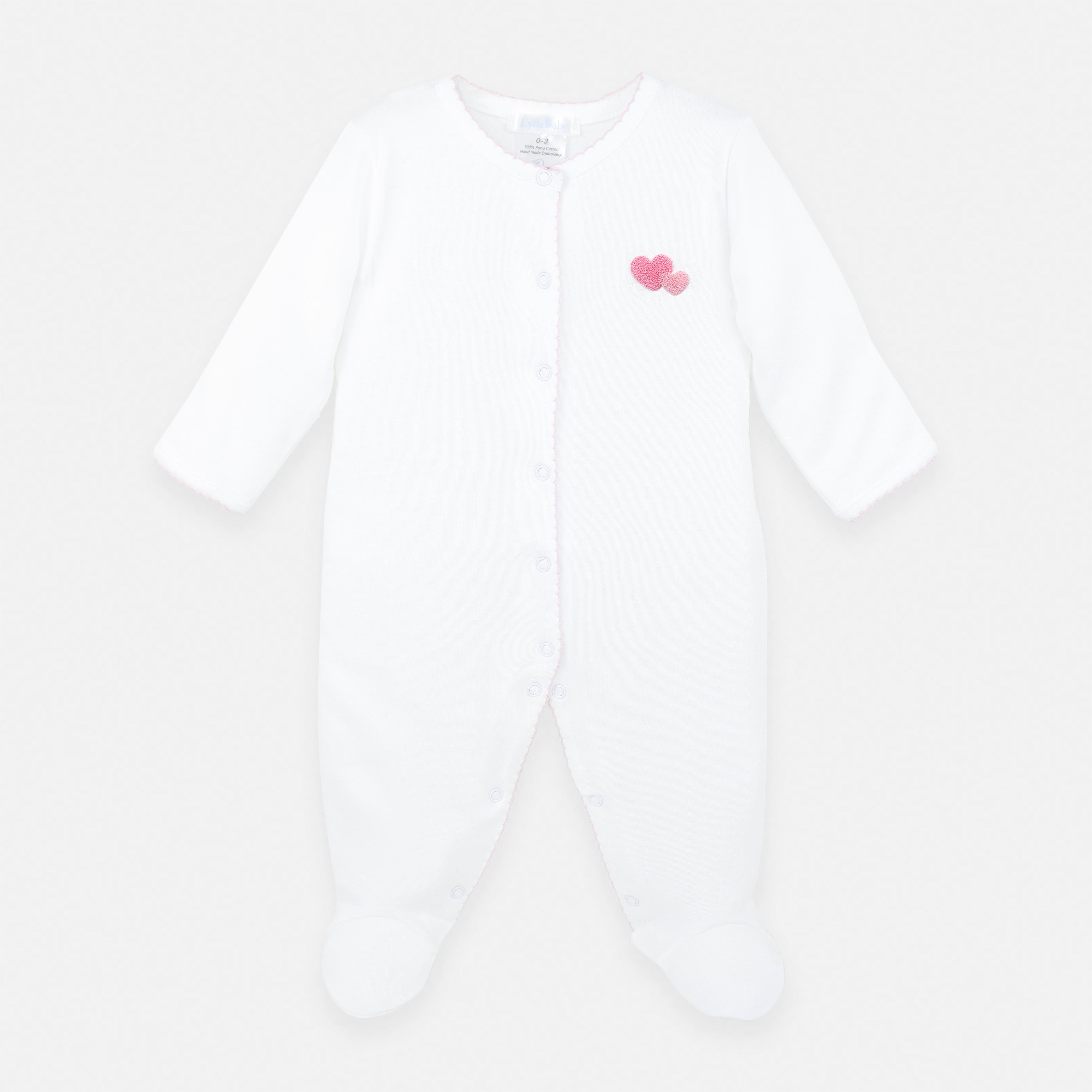 PIMA COTTON Double Love Embroidery Footie 