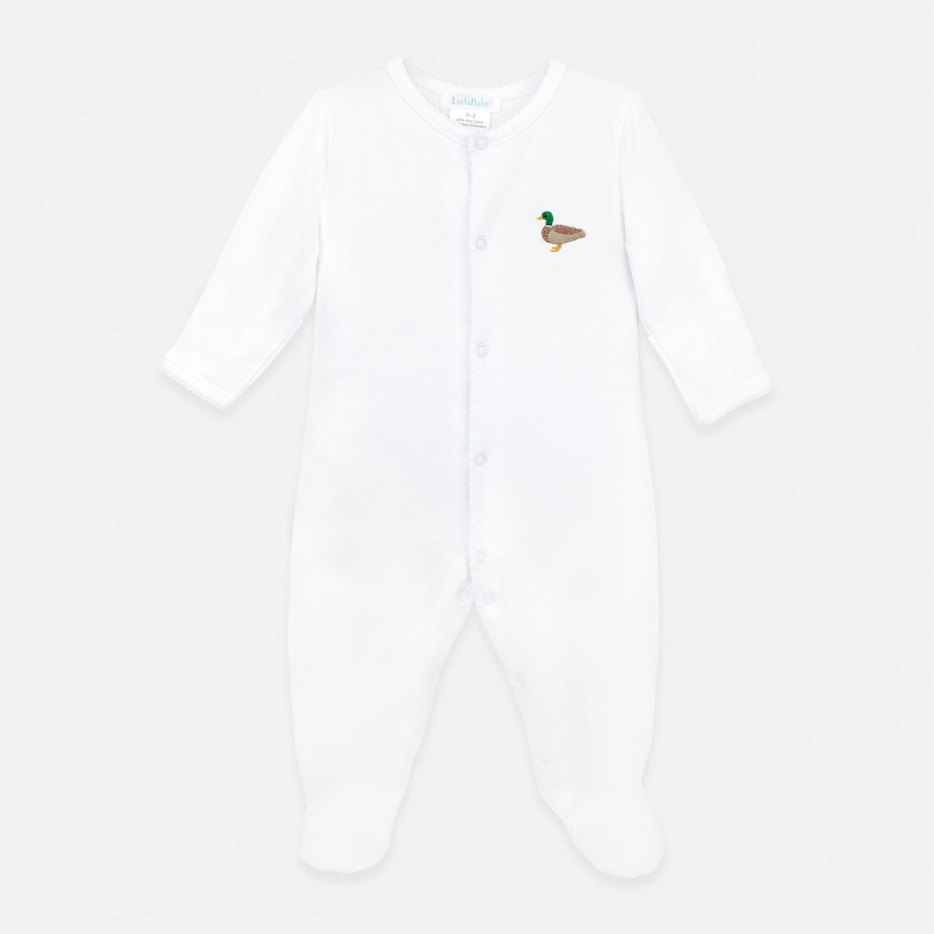 PIMA COTTON Mallard Ducks Embroidery Footie 