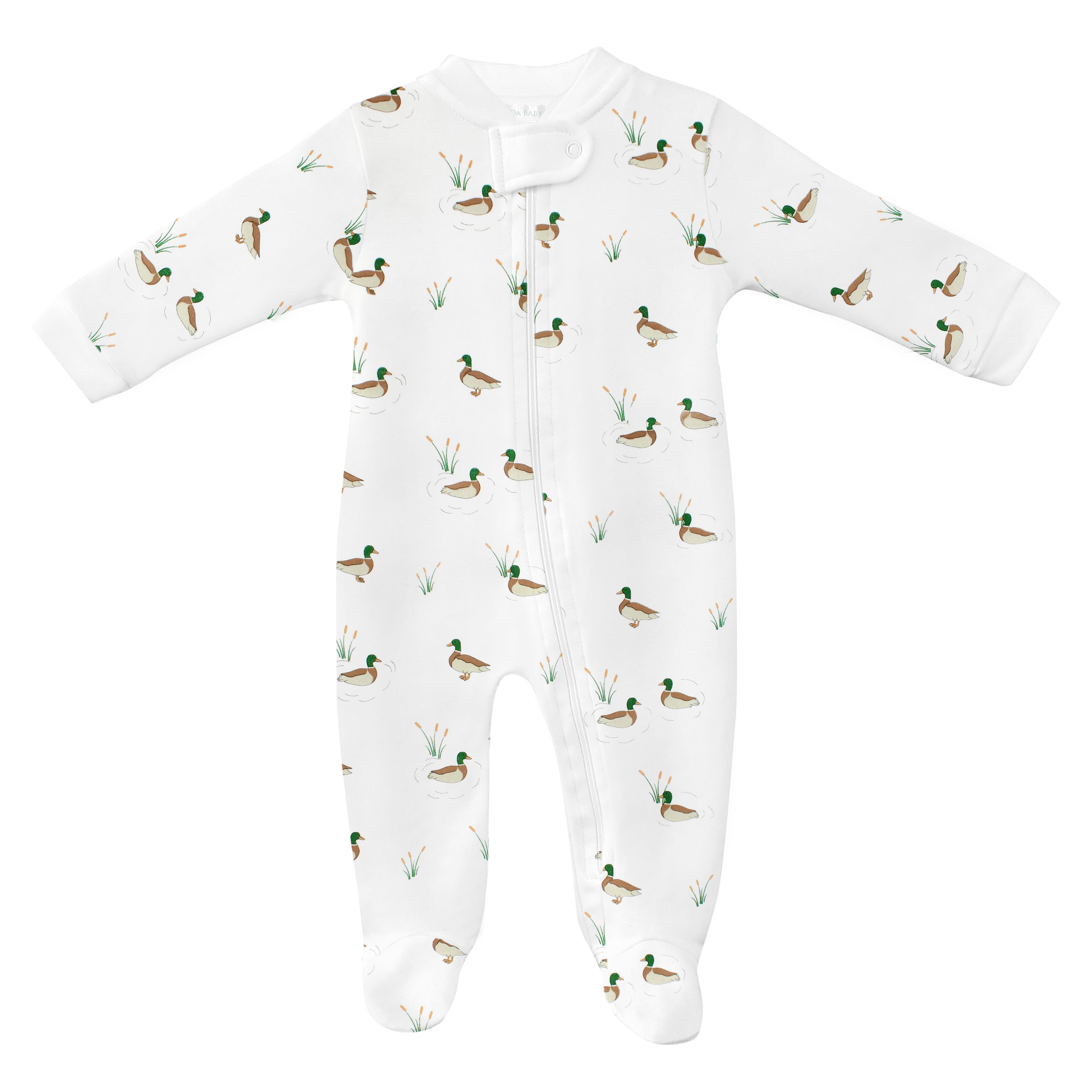 PIMA COTTON Mallard Ducks Printed Zipper Footie