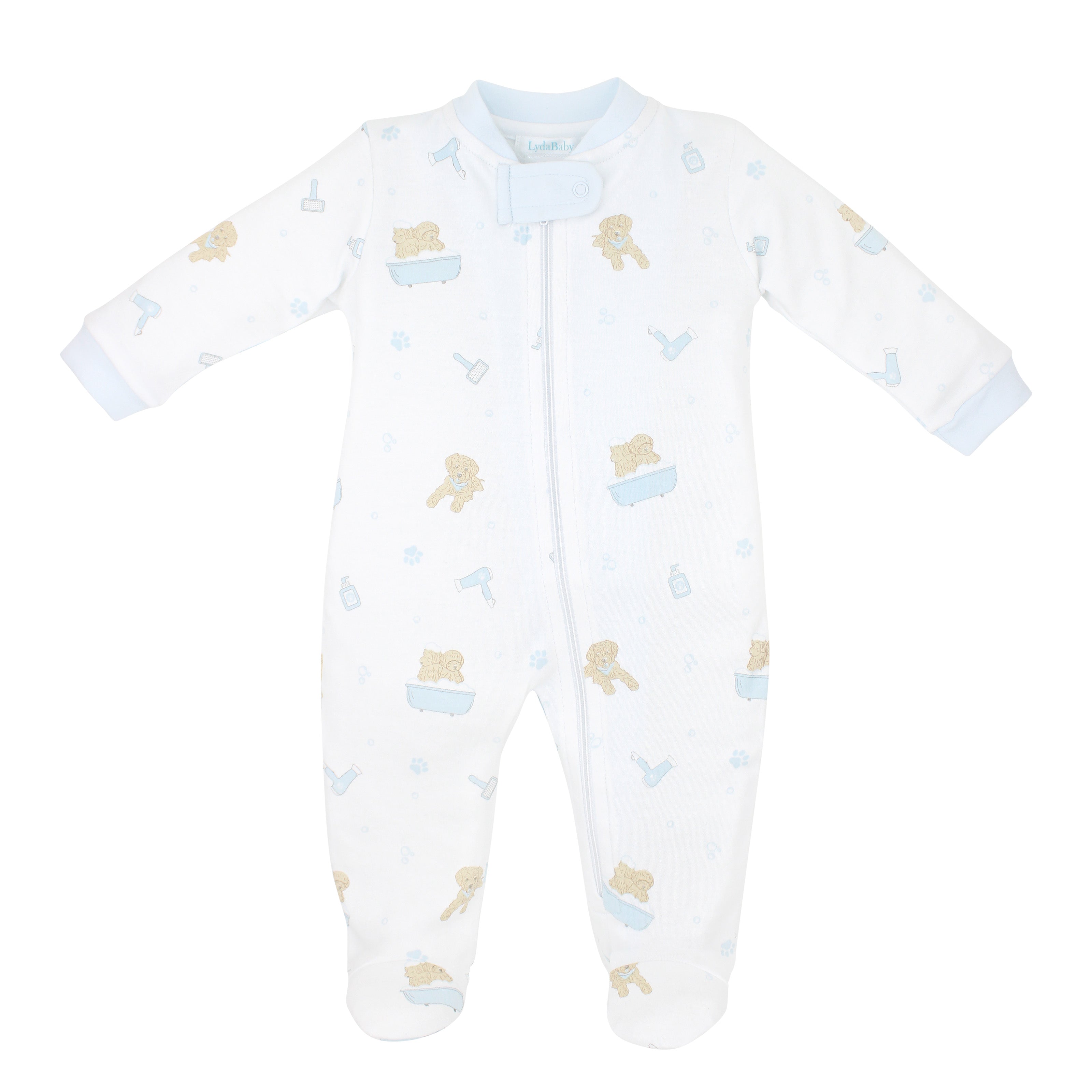 PIMA COTTON Pet Spa Printed Zipper Footie Baby Boy