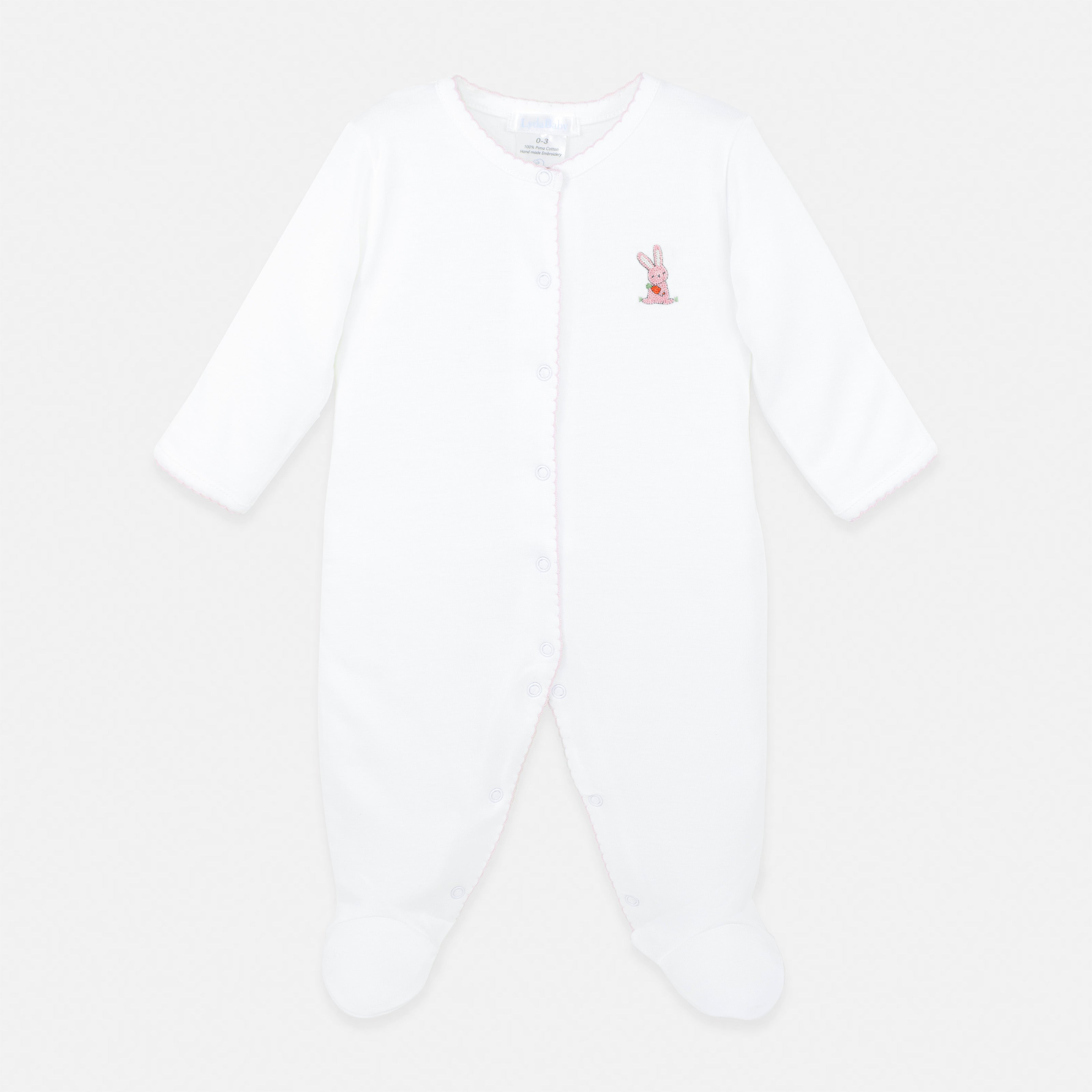 PIMA COTTON Rabbits Embroidery Footie