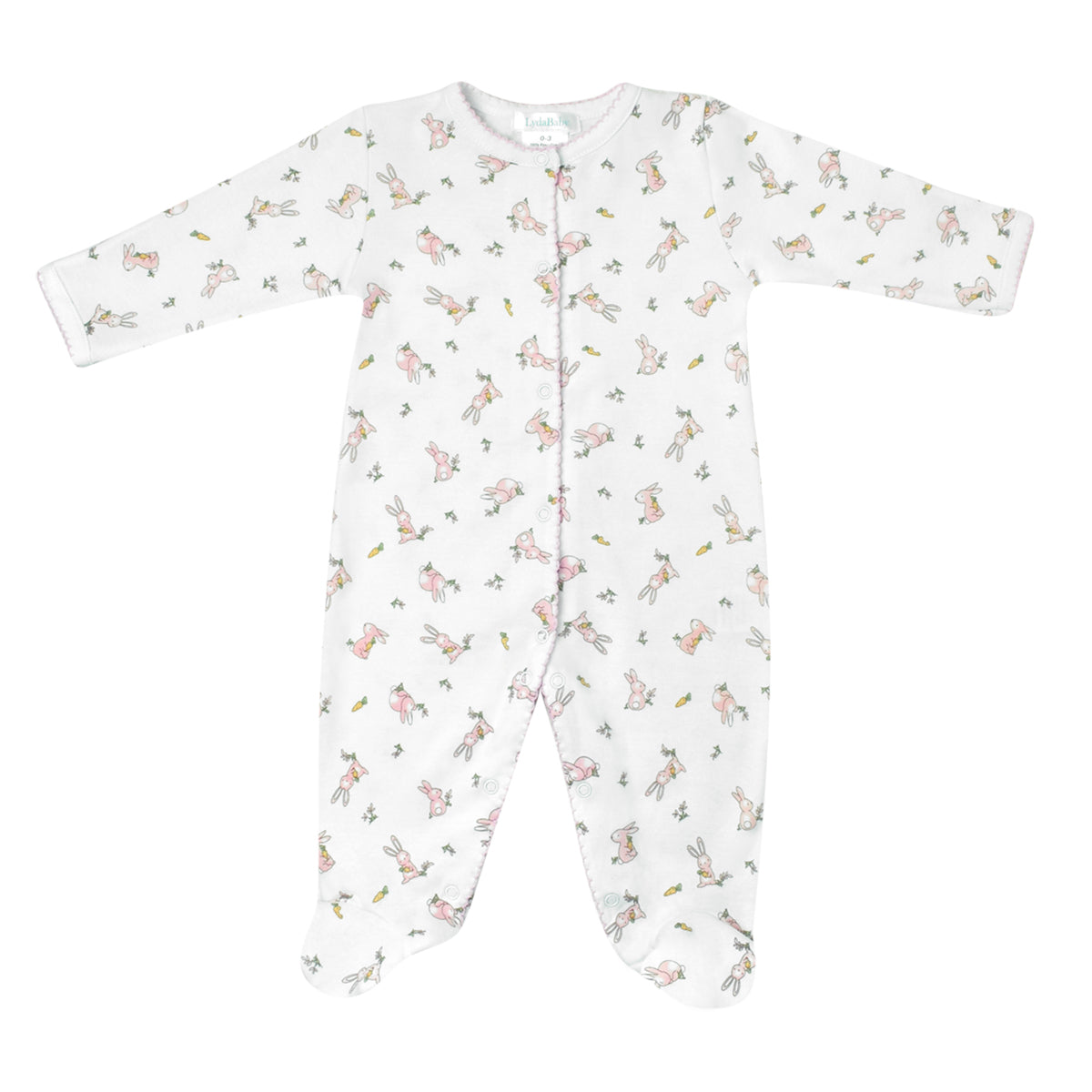 PIMA COTTON Rabbits Printed Footie Baby Girl