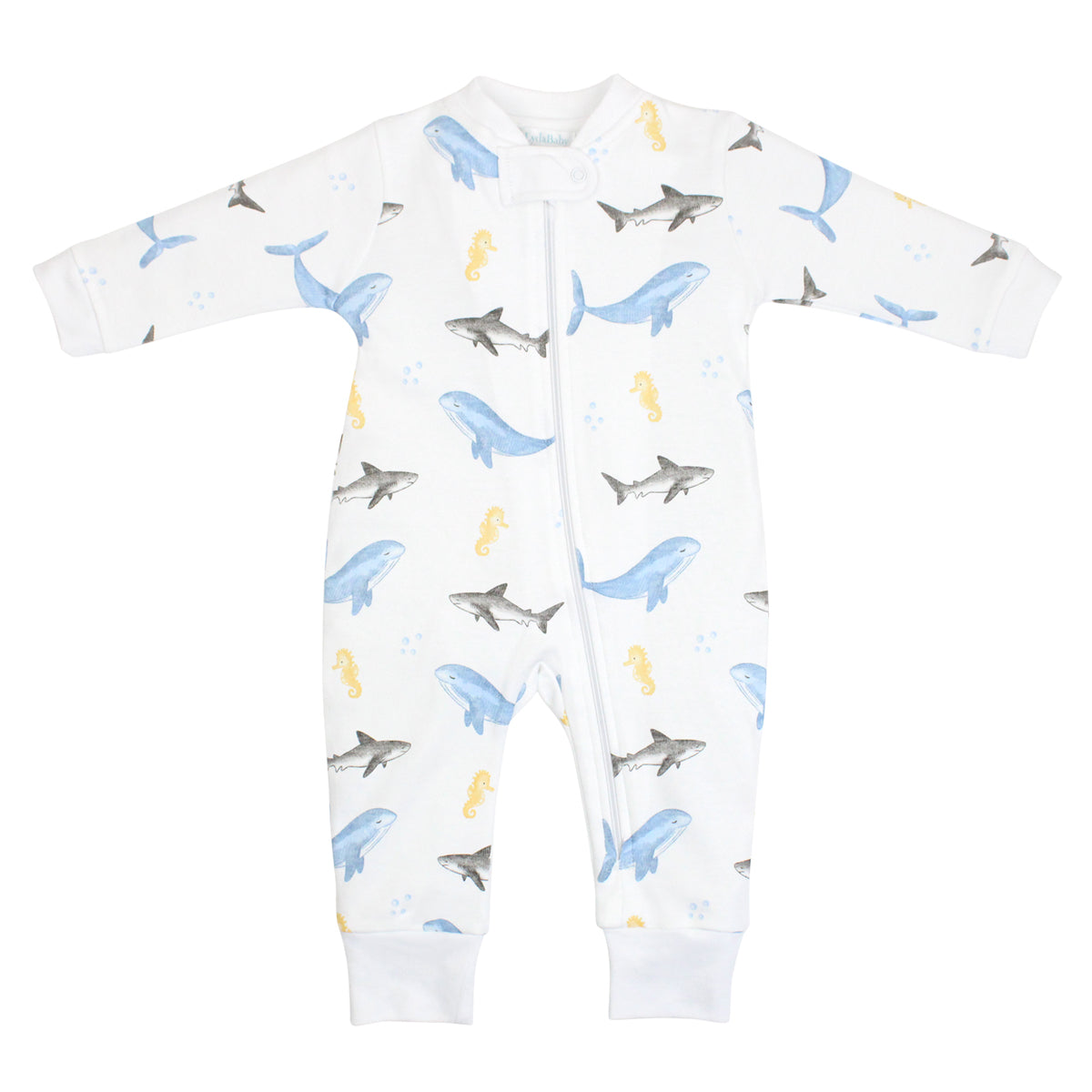 PIMA COTTON SEA ANIMALS ZIPPER FOOTIE BOY