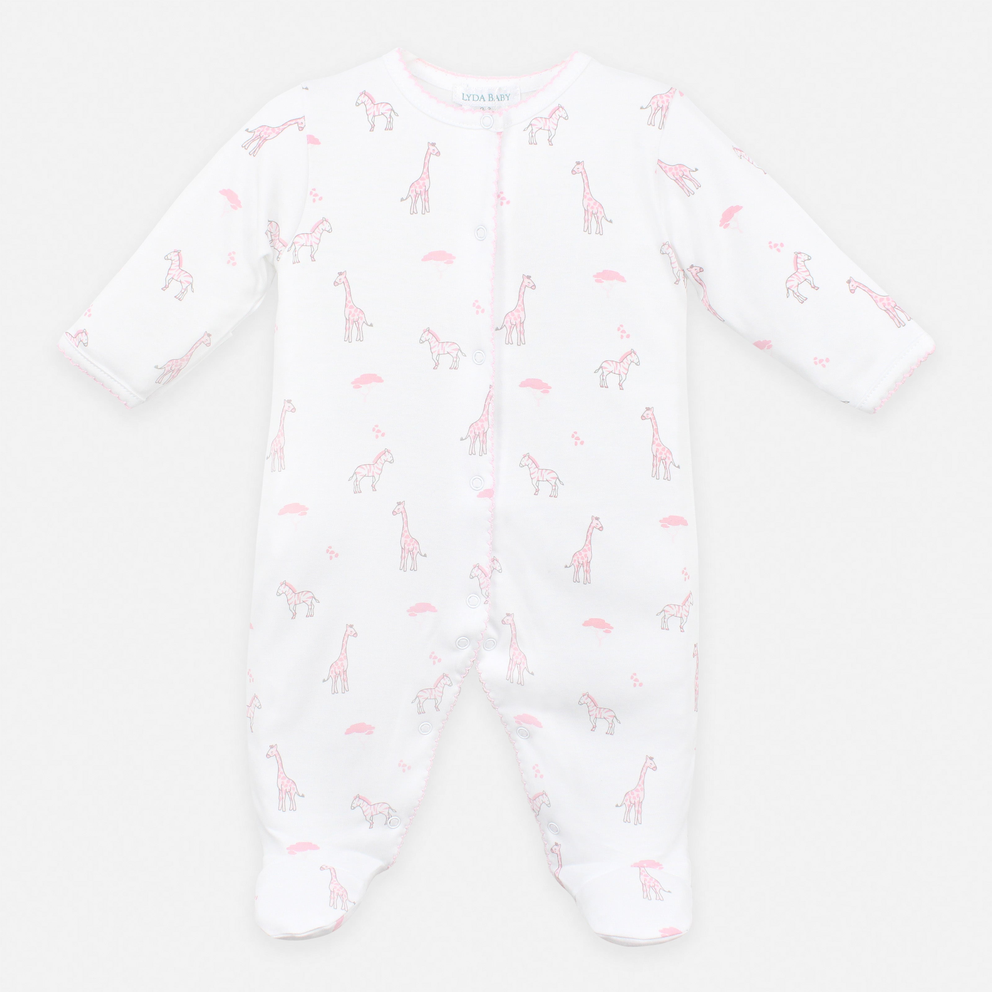 PIMA COTTON Safari Pink Animals Printed Footie