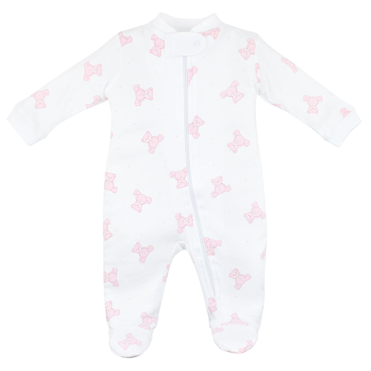 PIMA COTTON TEDDY BEAR PRINTED ZIPPER FOOTIE