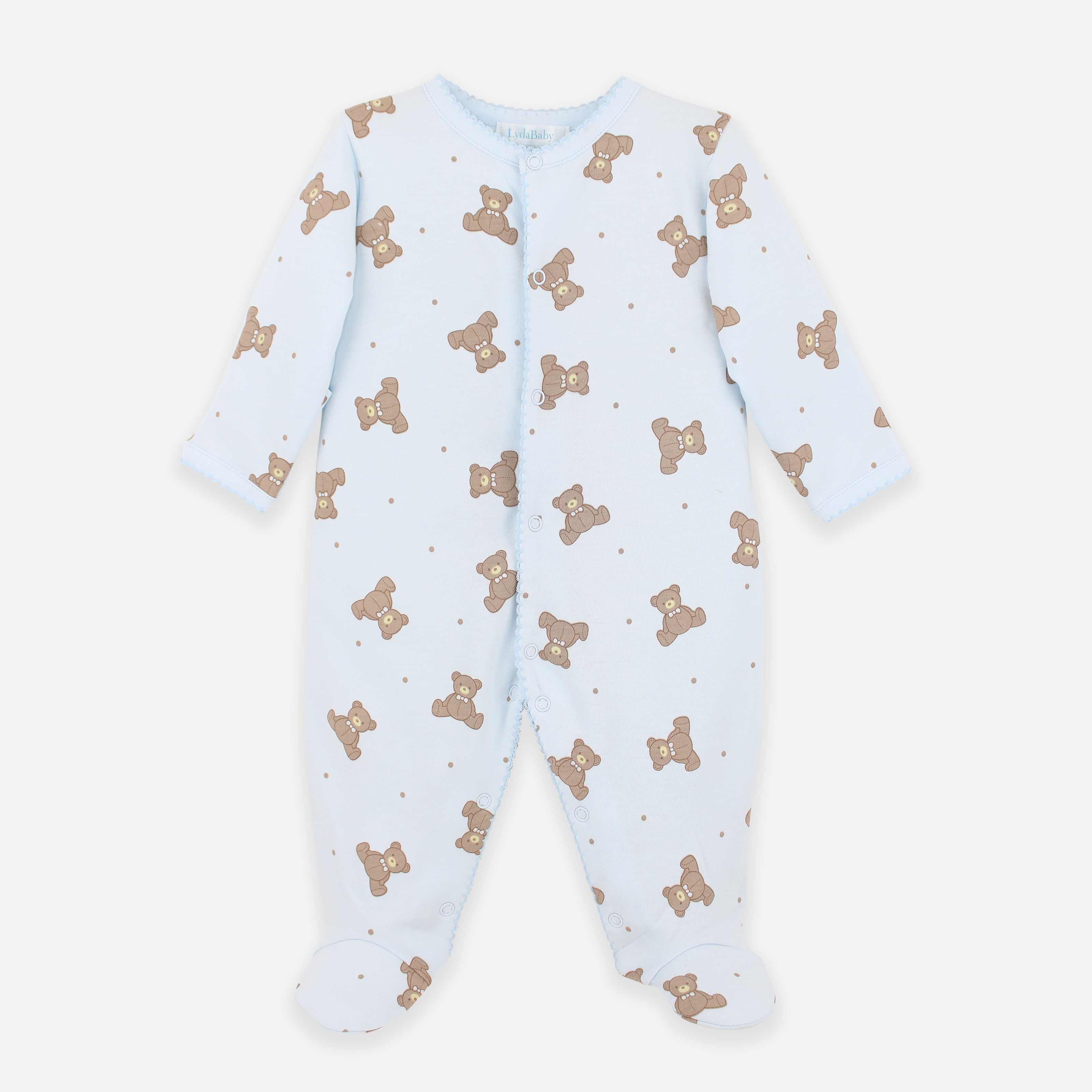 PIMA COTTON Teddy Bear Printed footie BOY