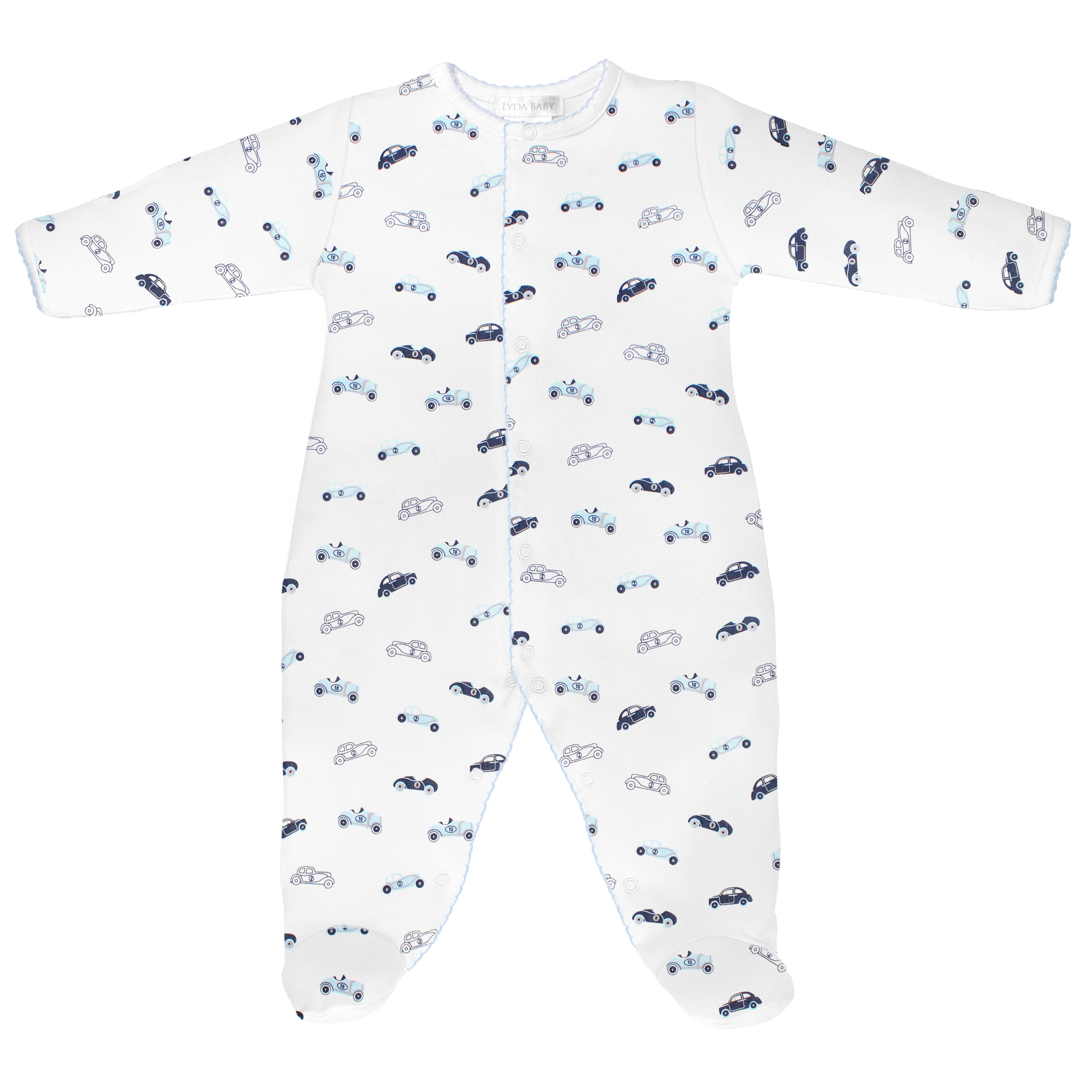 PIMA COTTON Vintage Cars Printed Footie