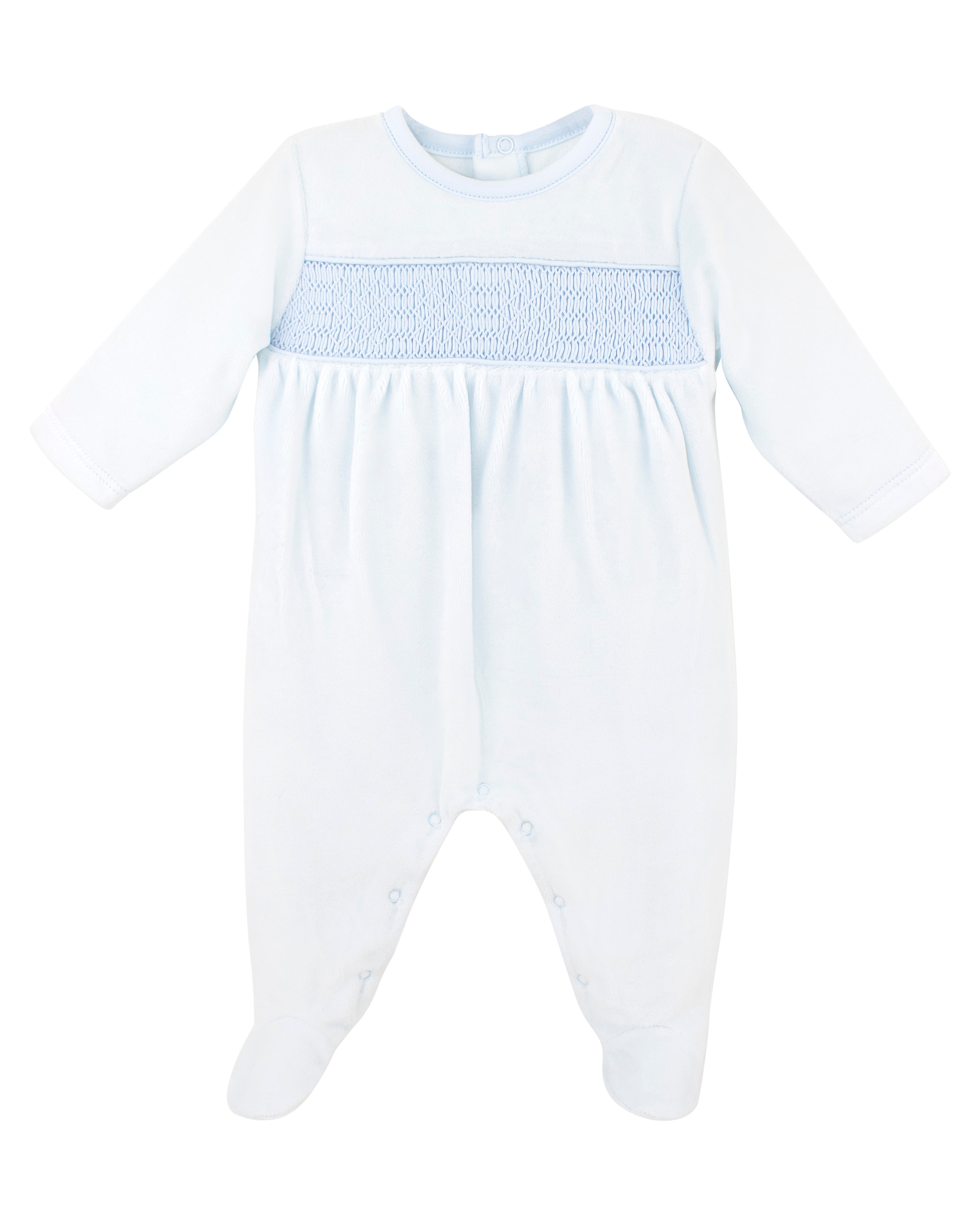 Smock Light Blue Cotton Collection Footie | Baby Boy