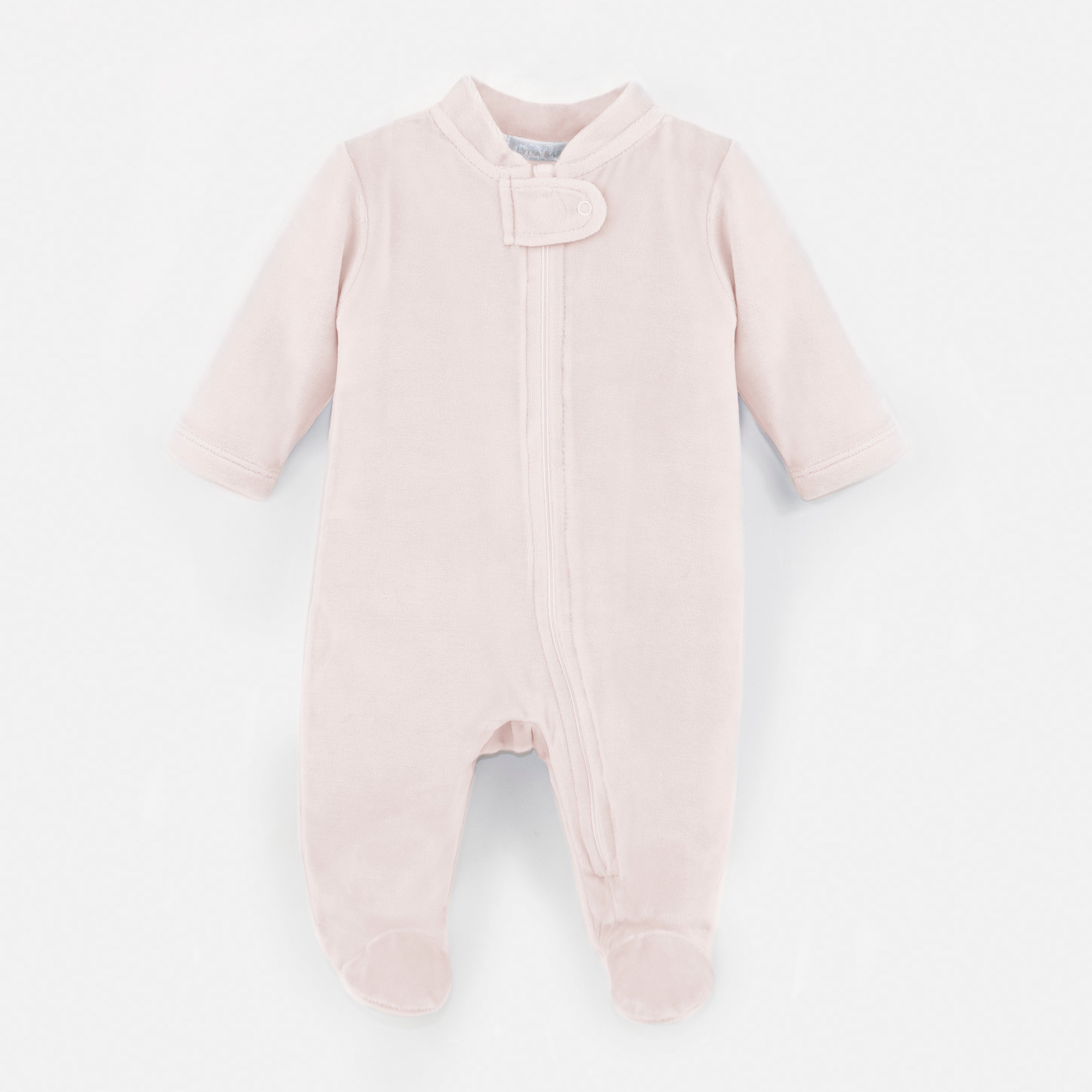 Velour Zipper Footie | Baby Girl