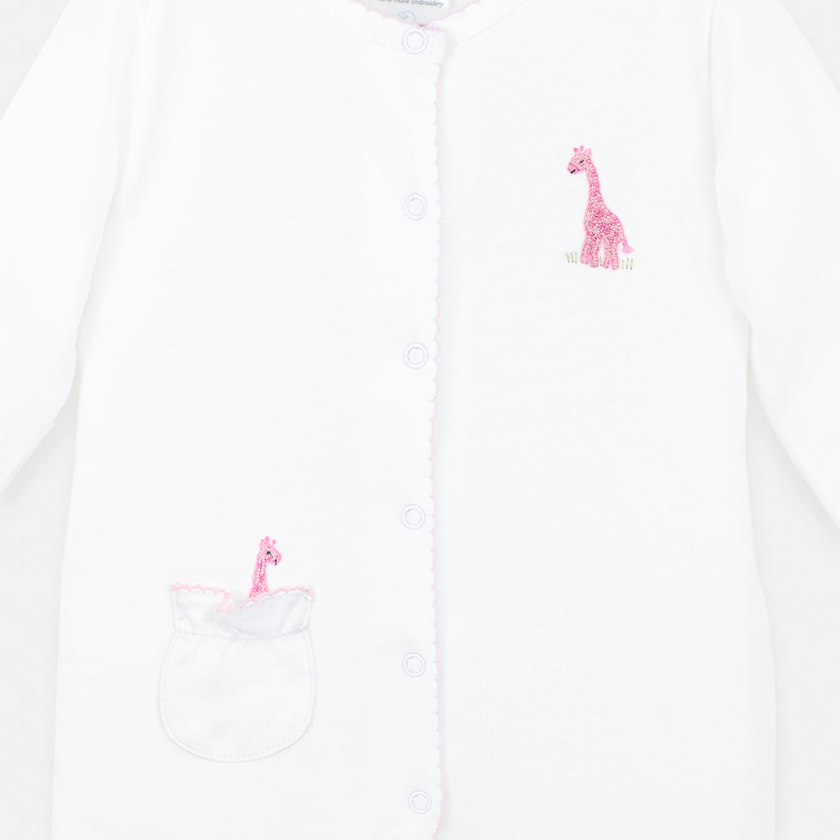 Safari Pink Animals Embroidery Footie | Baby Girl