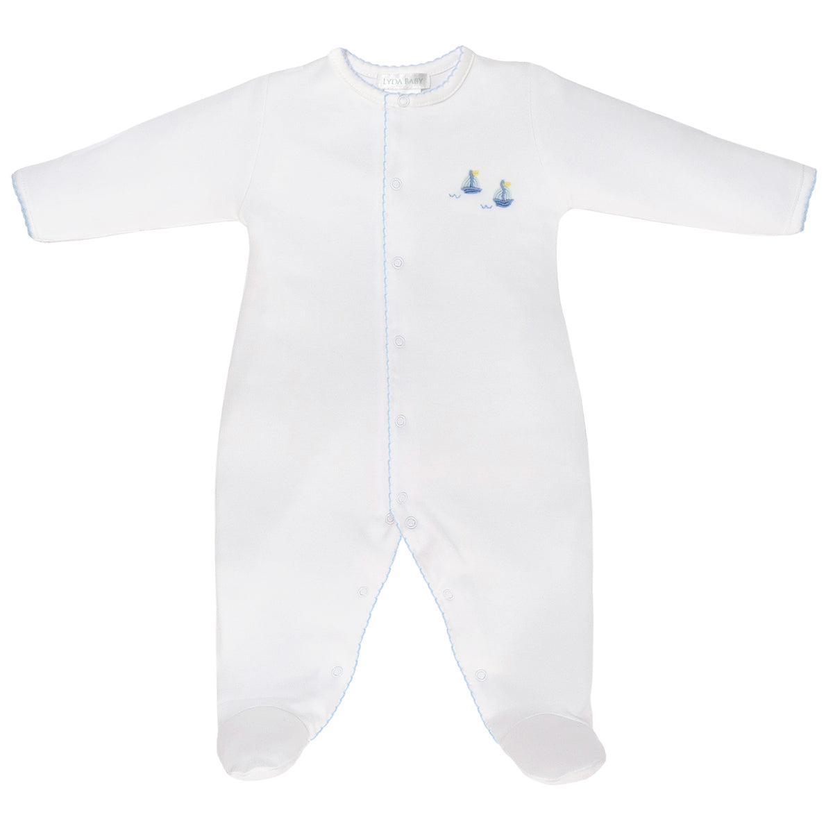 Graceful Sailboats Embroidery Footie | Baby Boy