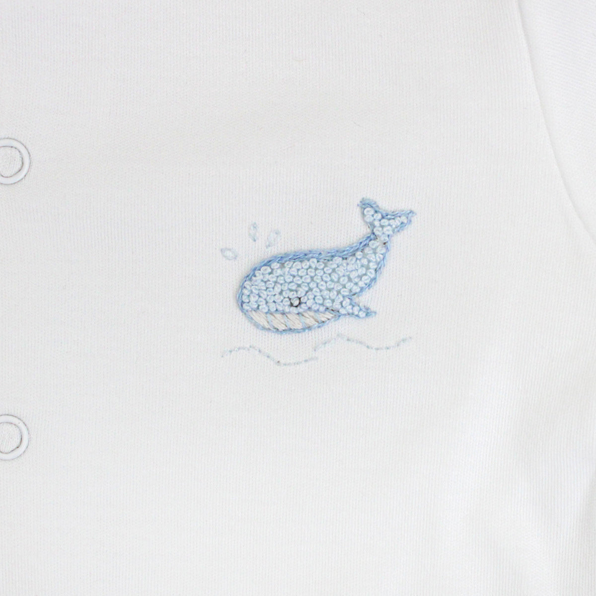 Baby Whale Embroidery Footie | White, Baby Boy