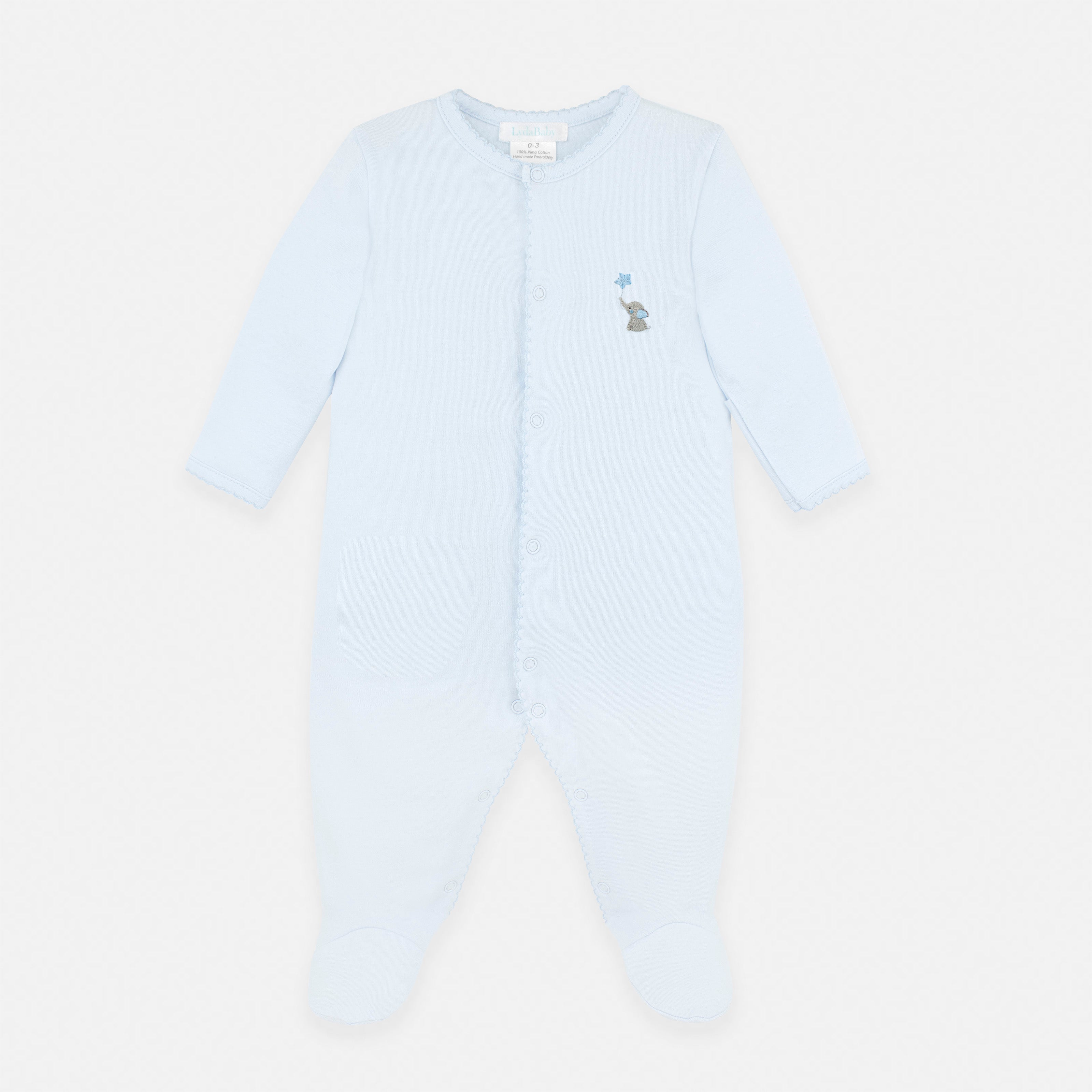 Lovely Elefant Embroidery Footie | Baby Boy