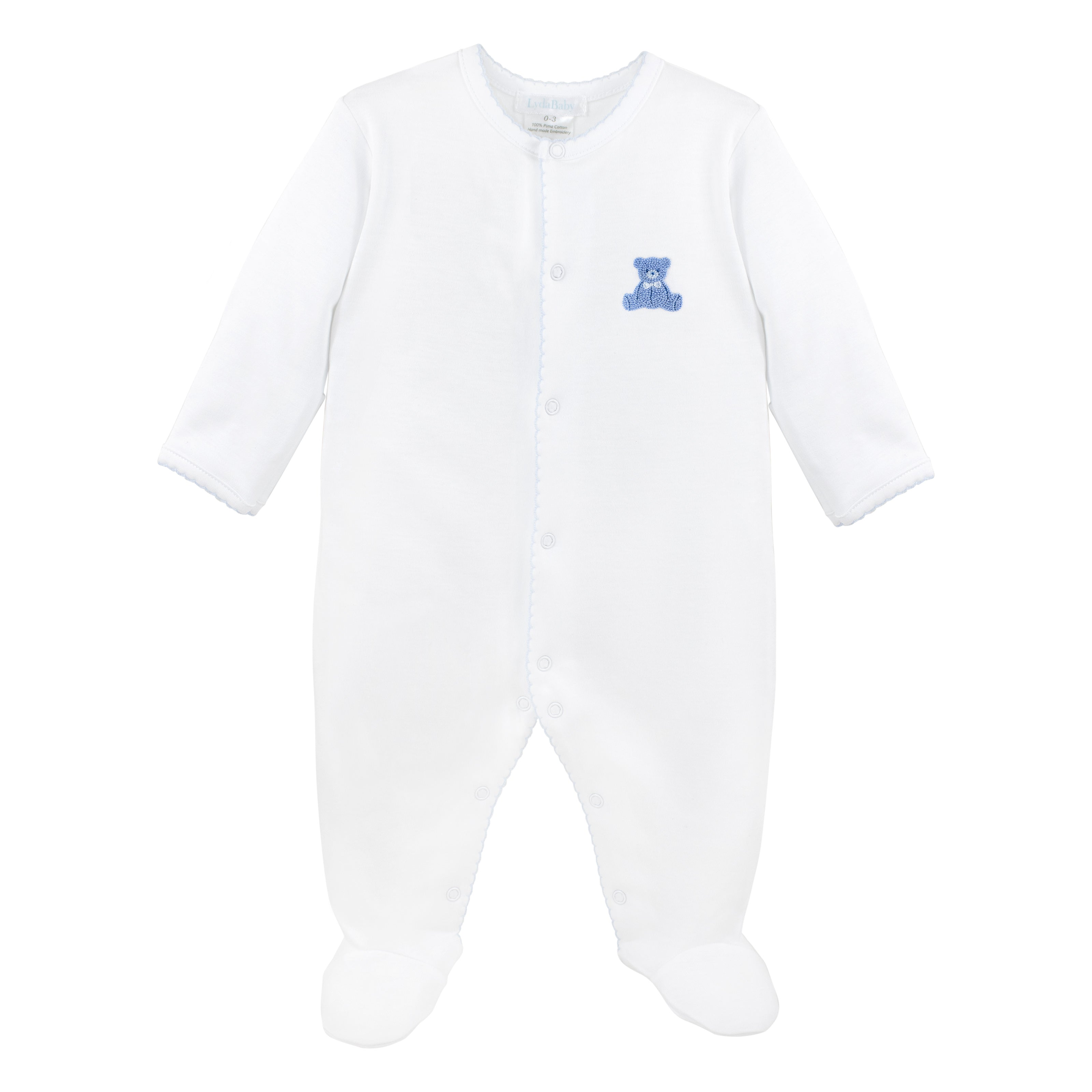 Teddy Bear Embroidery Footie | Baby Boy