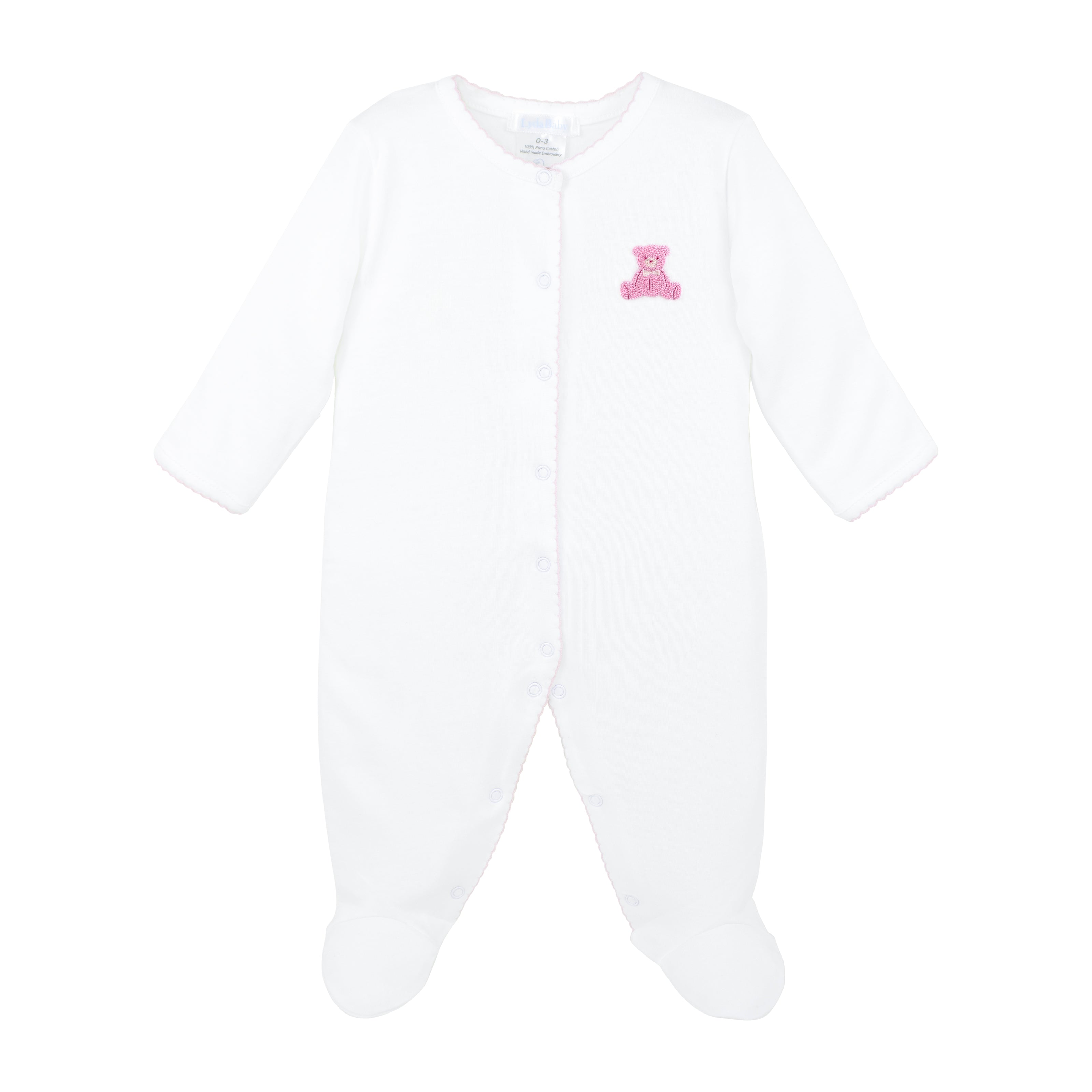 Teddy Bear Embroidery Footie | Baby Girl