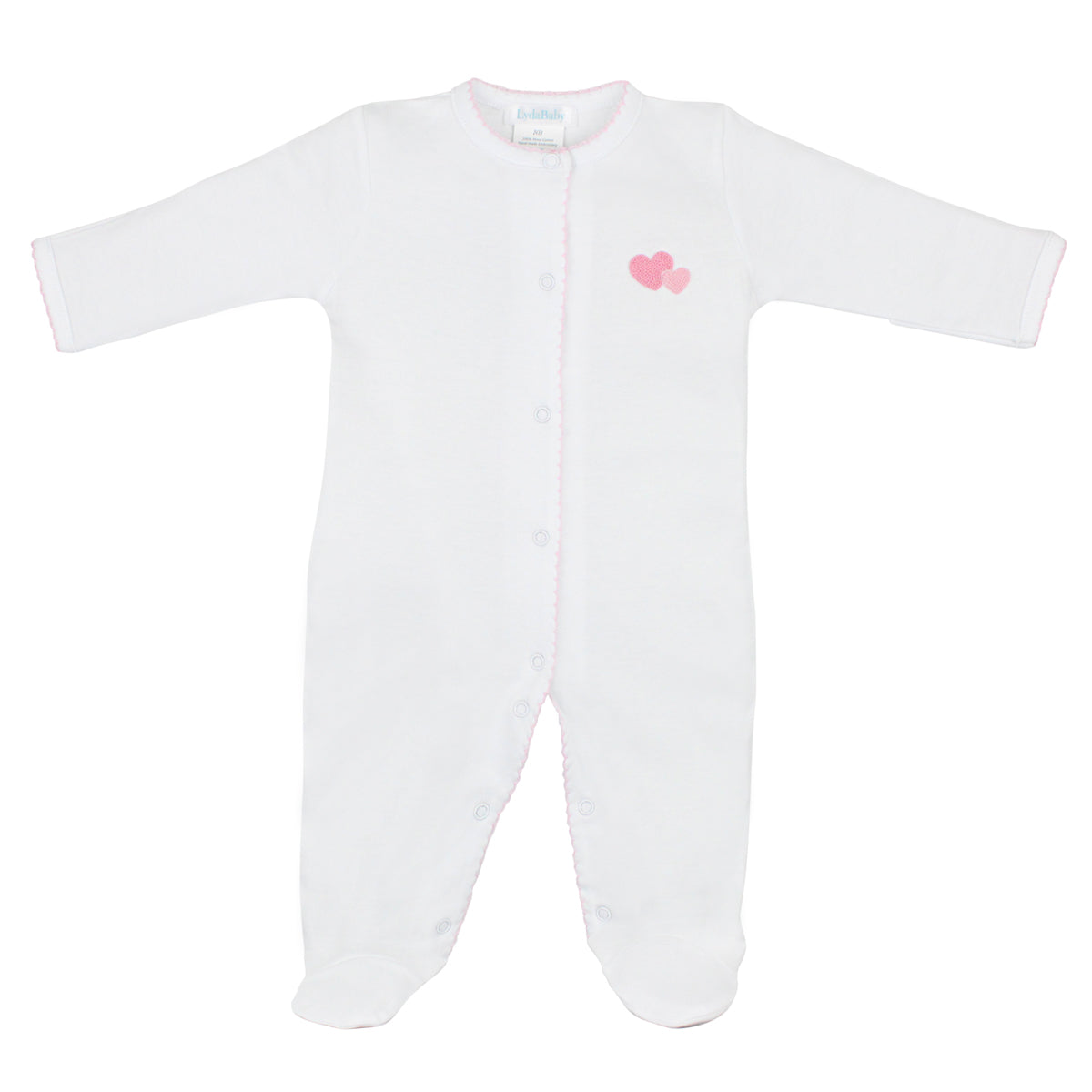 Double Love Footie for Baby Girls in White