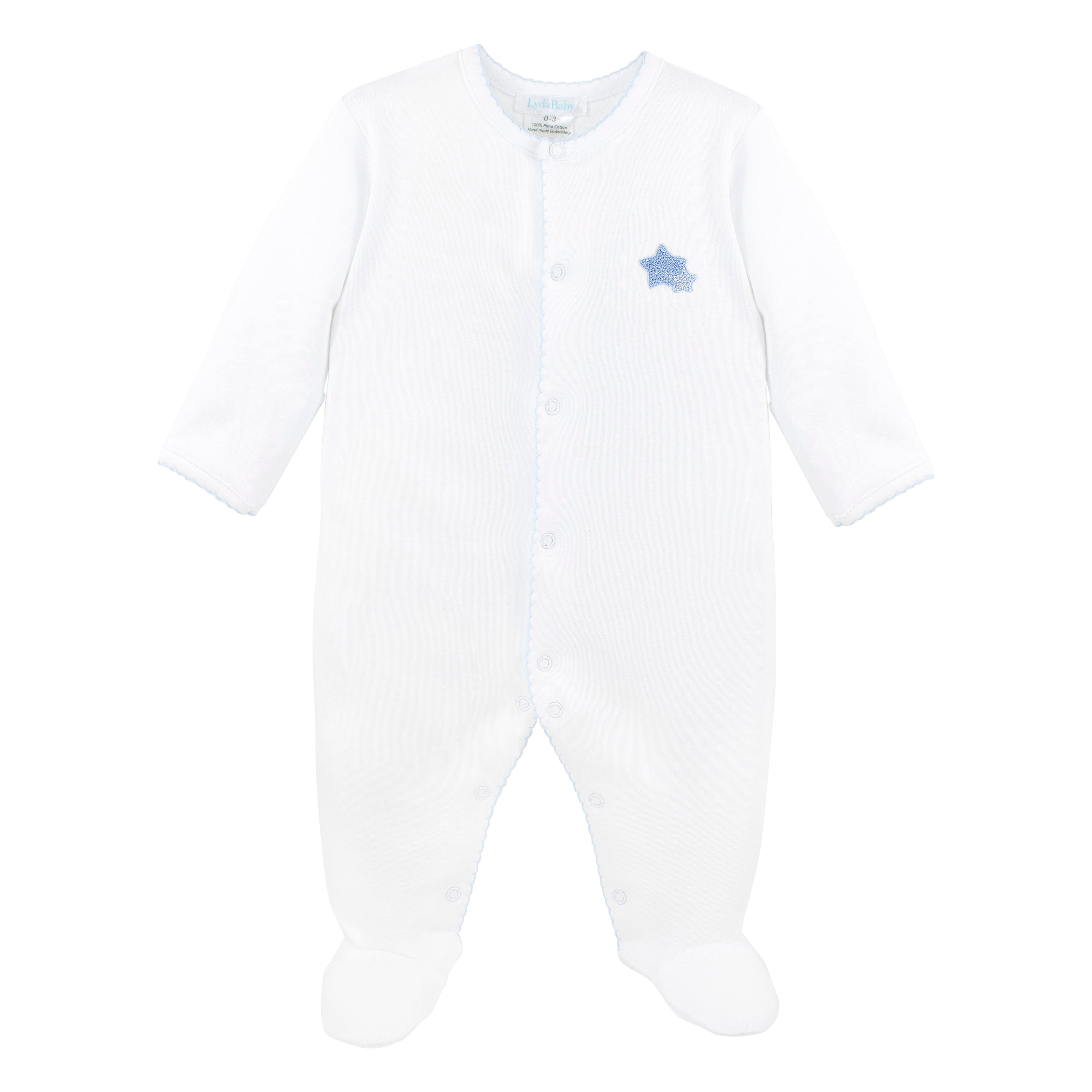 Double Stars Embroidery Footie | Baby Boy