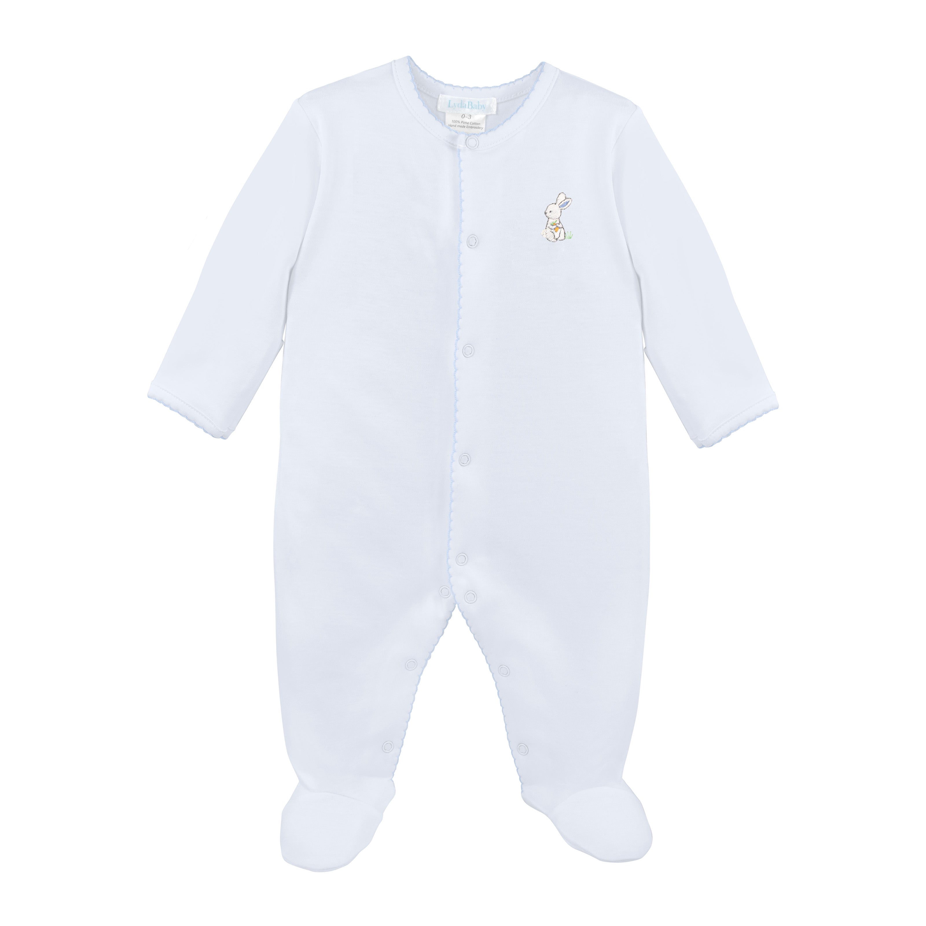 Bunnies in the Garden Embroidery Footie | Baby Boy