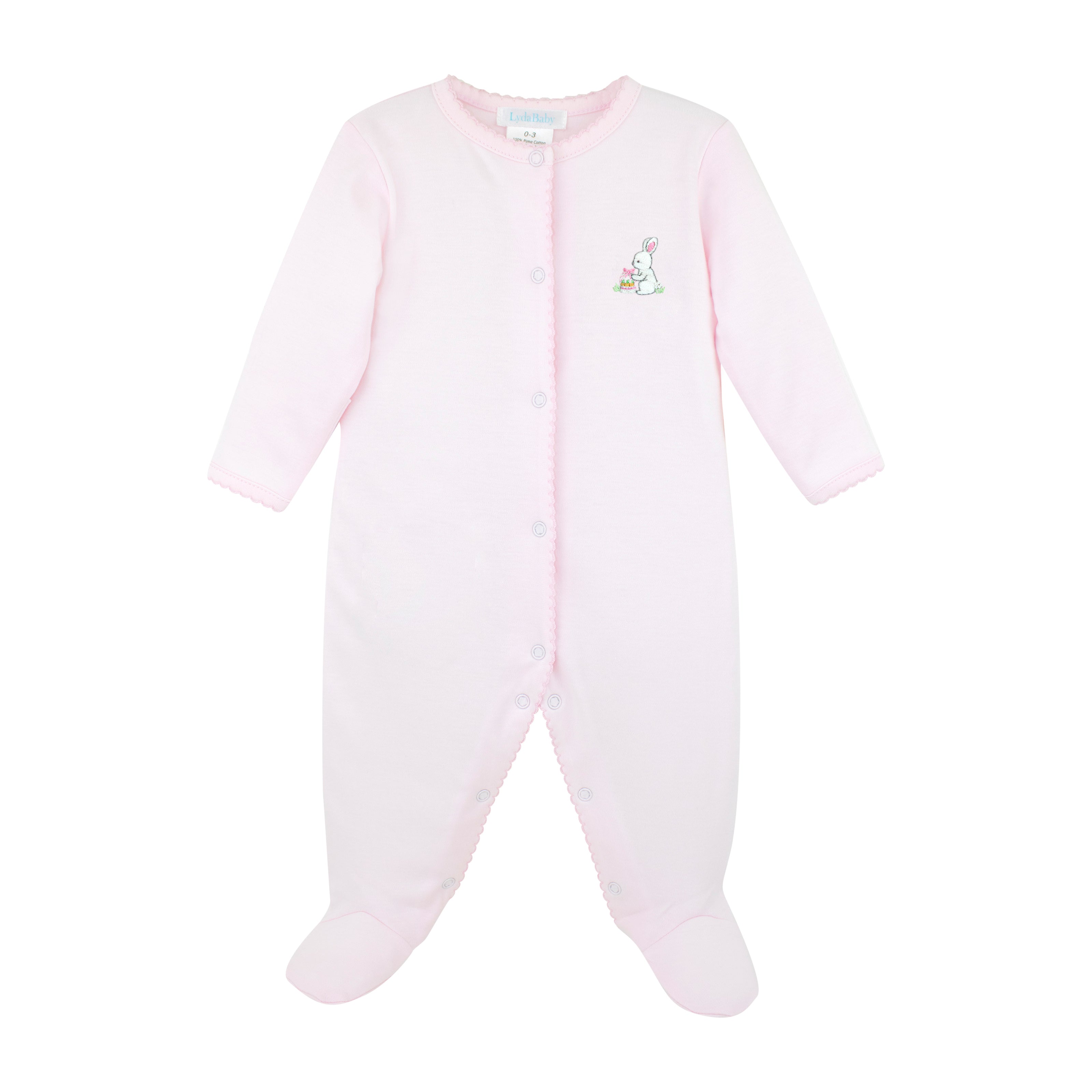 Bunnies in the Garden Embroidery Footie | Baby Girl