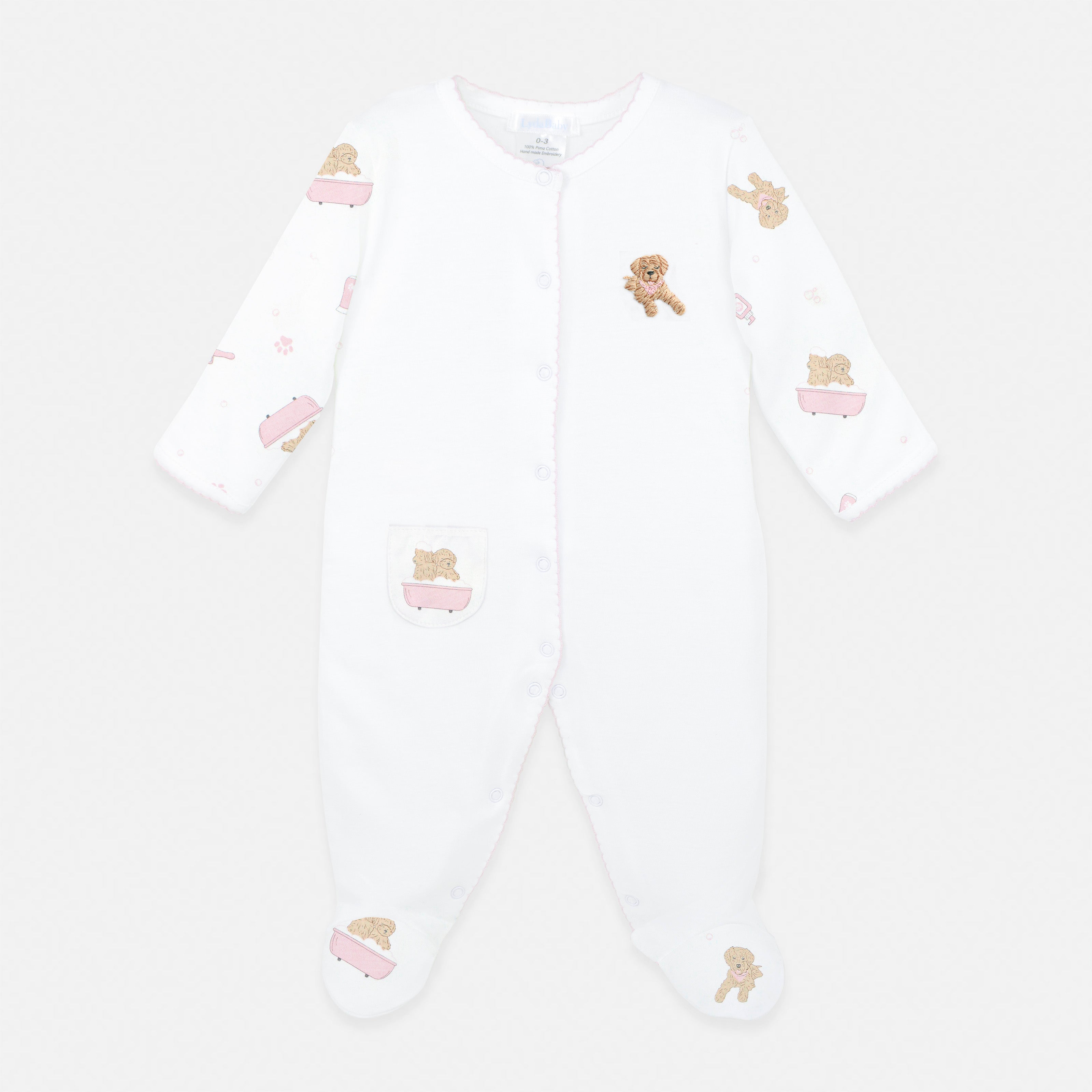 Pet Spa Embroidery and Printed Footie | Baby Girl