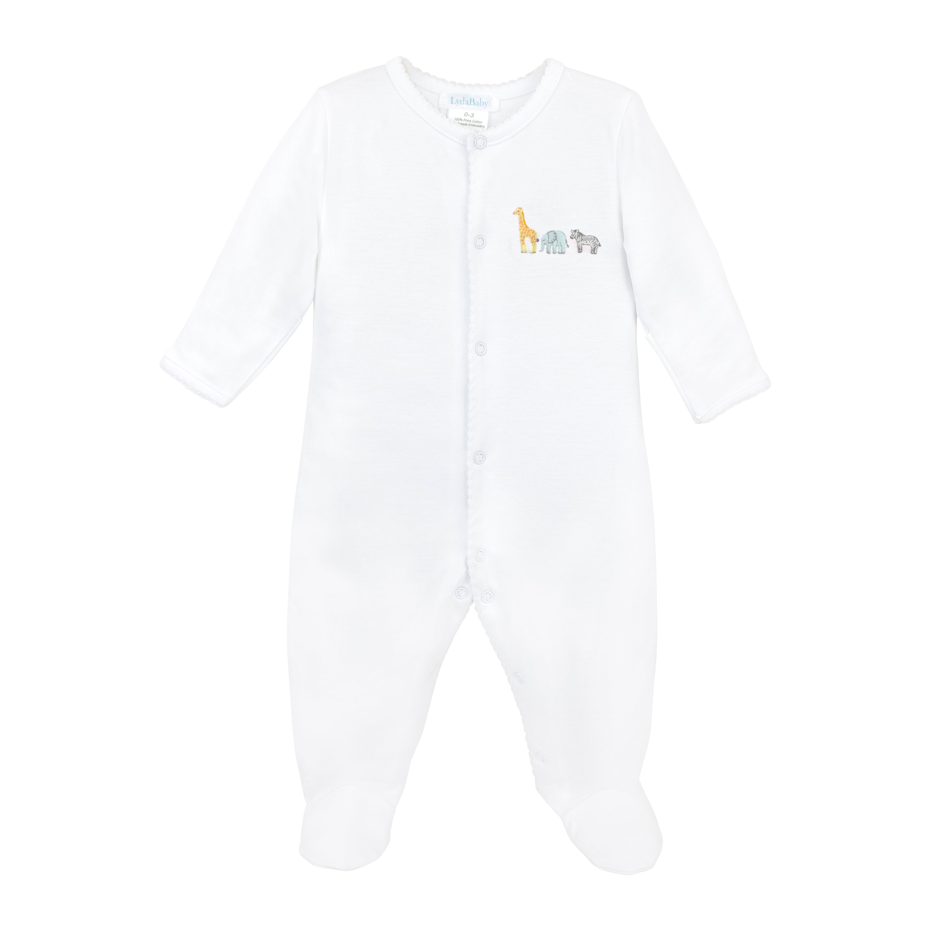 Safari Animals Embroidery Footie | Baby Unisex
