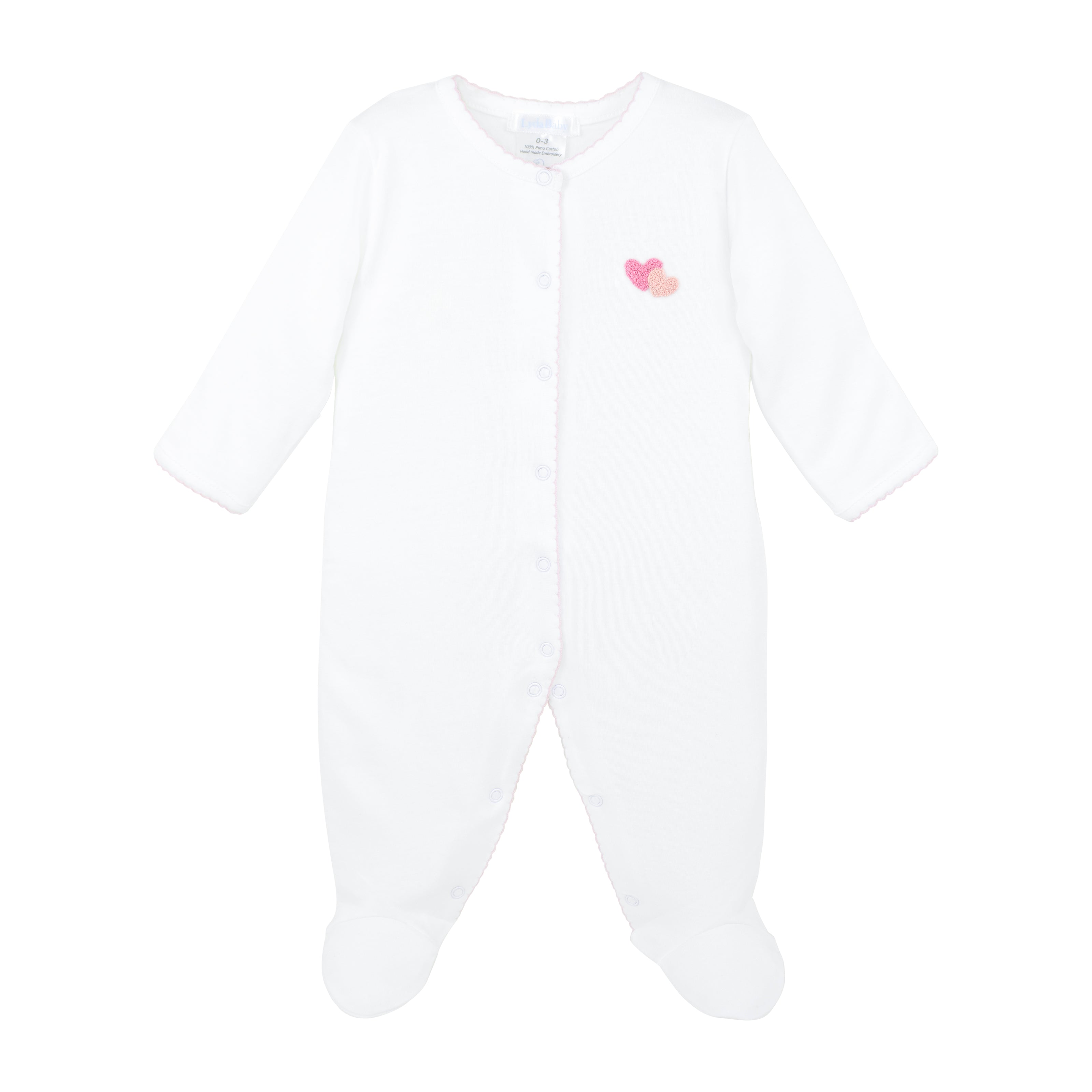 Bright Hearts Embroidery Footie | Baby Girl