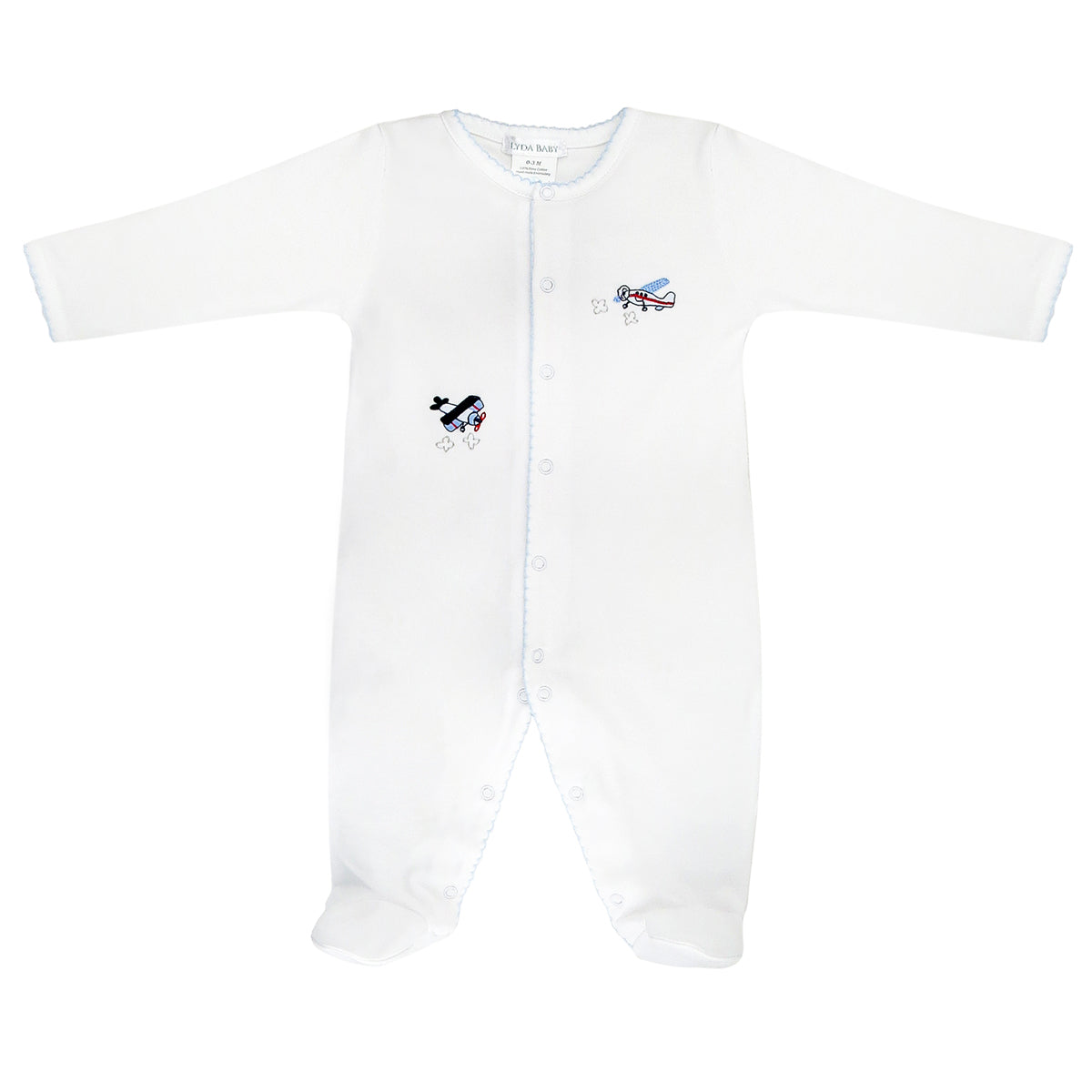 Vintage Airplanes Embroidery Footie | Baby Boy