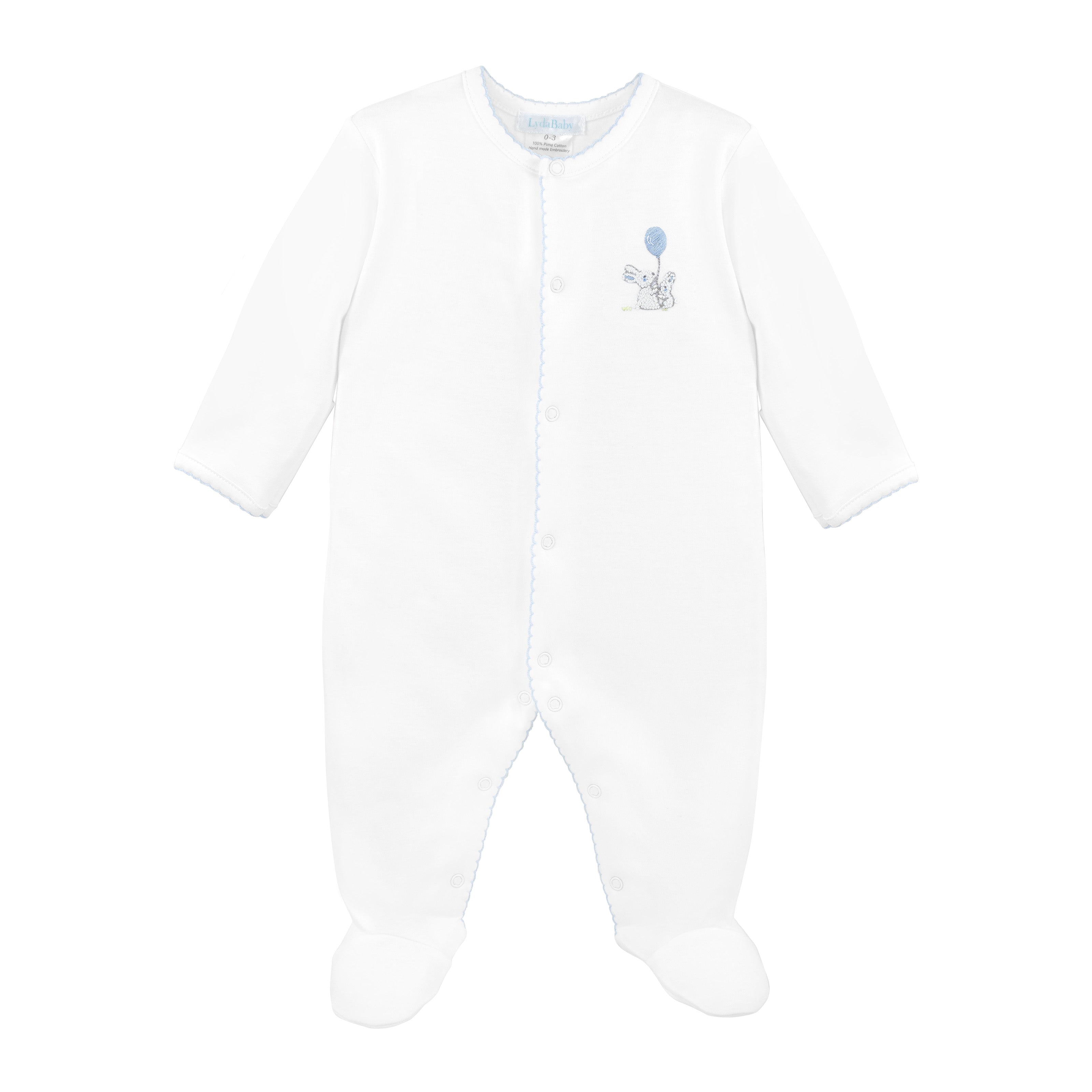 The Bunnies Picnic Embroidery Footie | Baby Boy