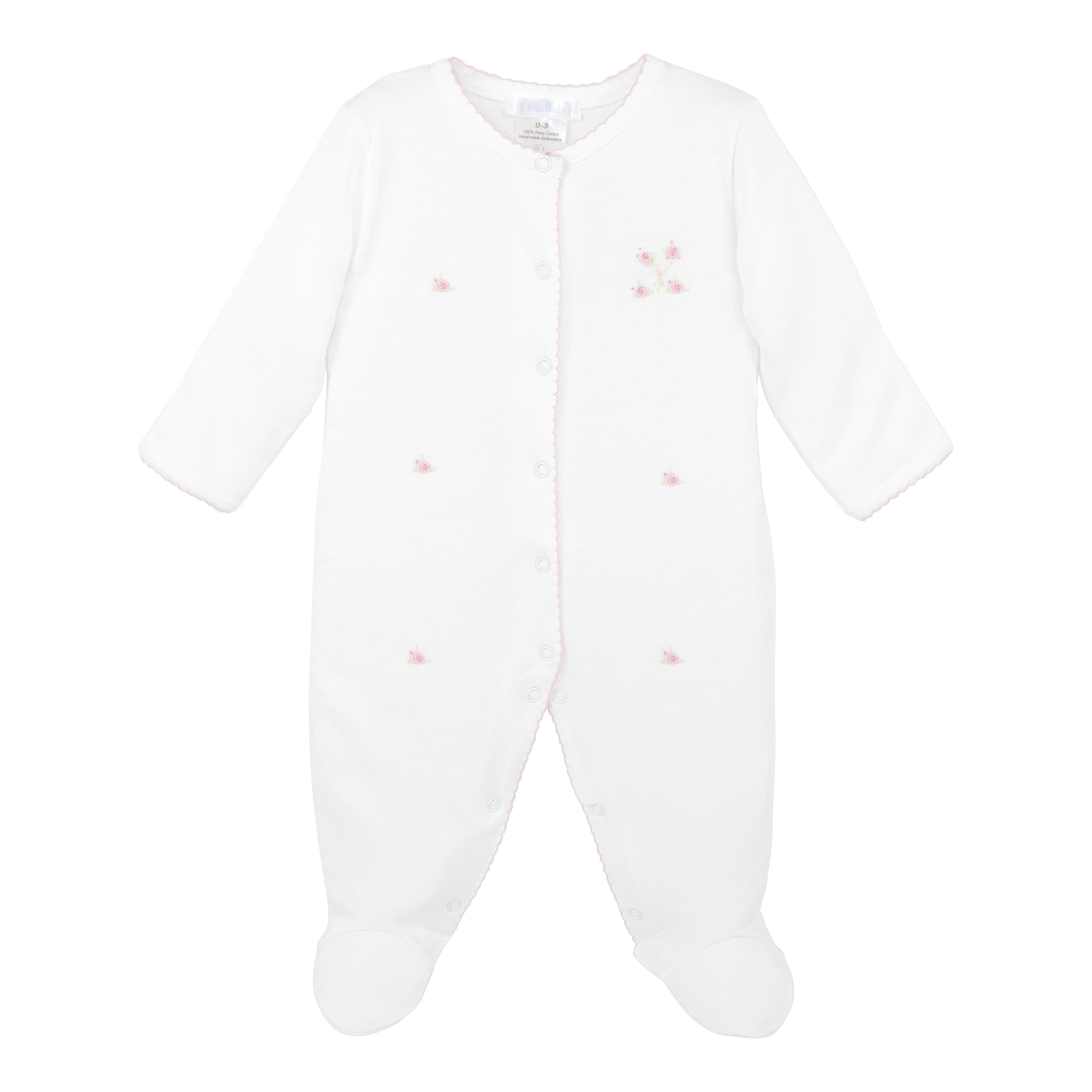 Romantic Roses Embroidery Footie | Baby Girl