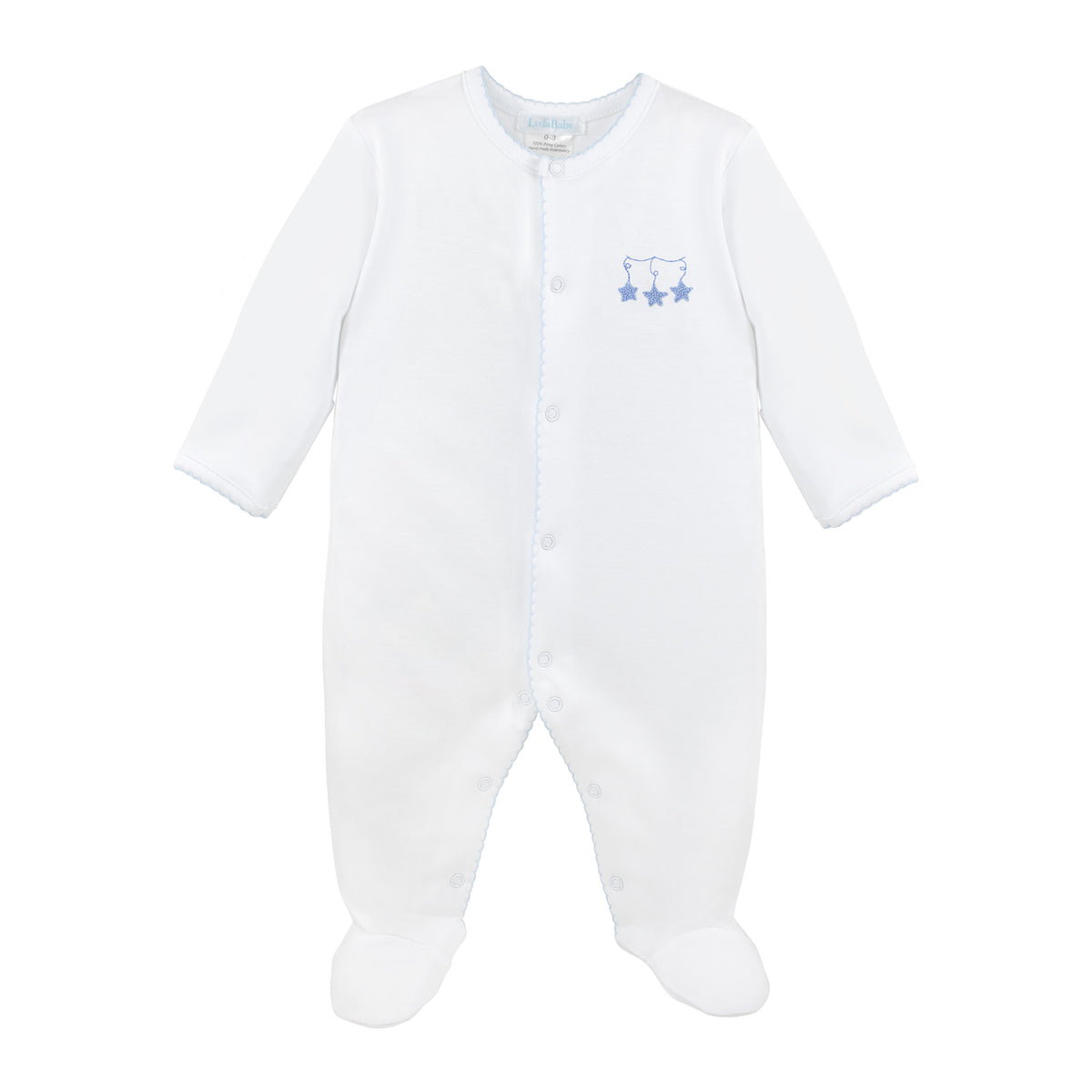 Star Confetti Embroidery Footie | Baby Boy