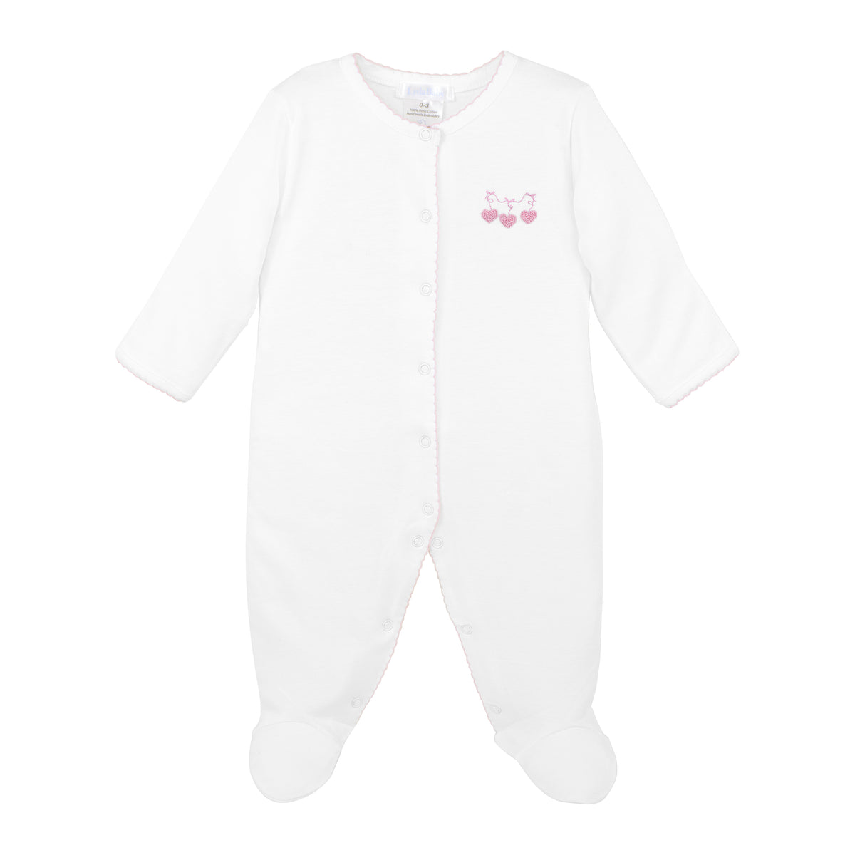 Heart Confetti Embroidery Footie | Baby Girl