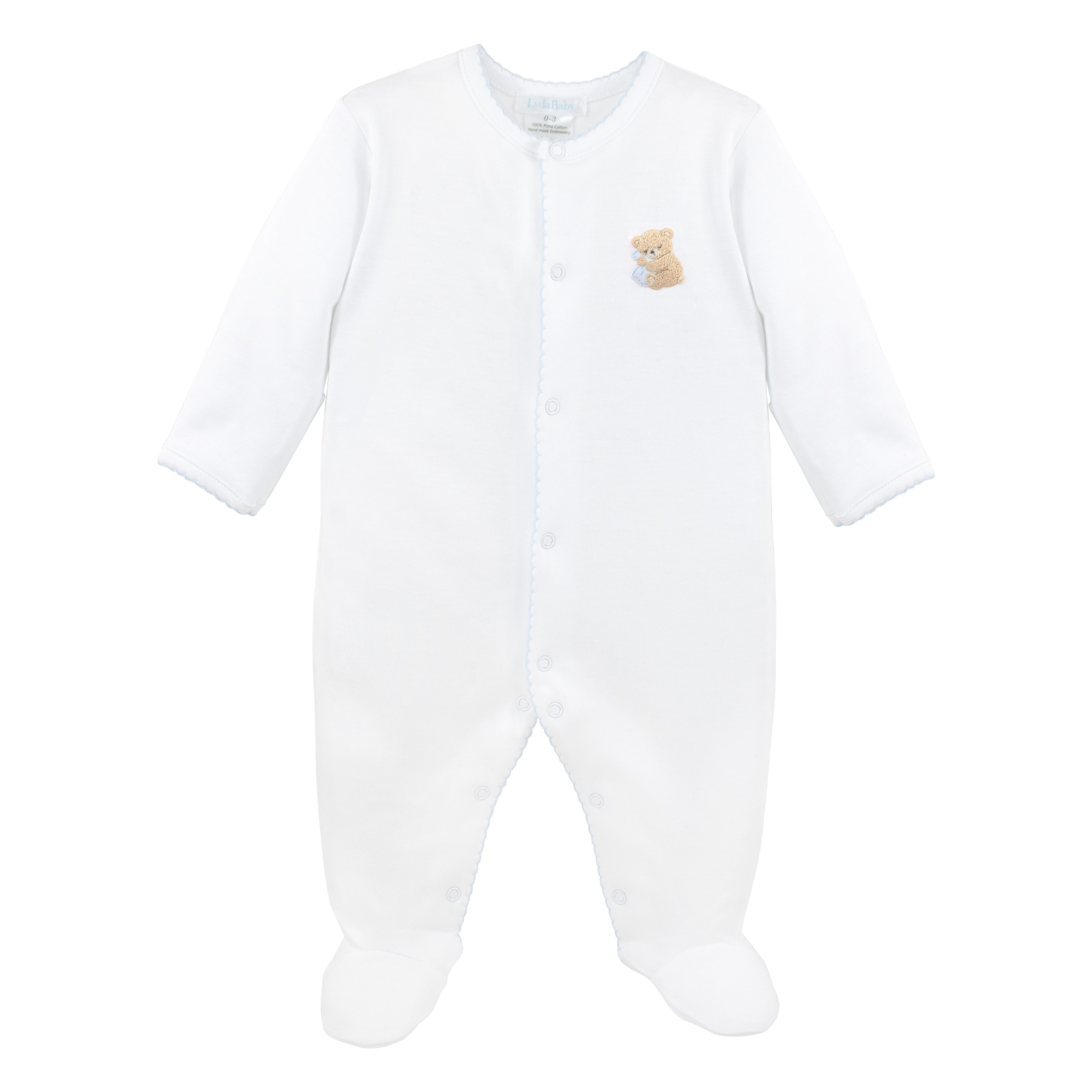 Paws in the Sky Embroidery Footie | Baby Boy