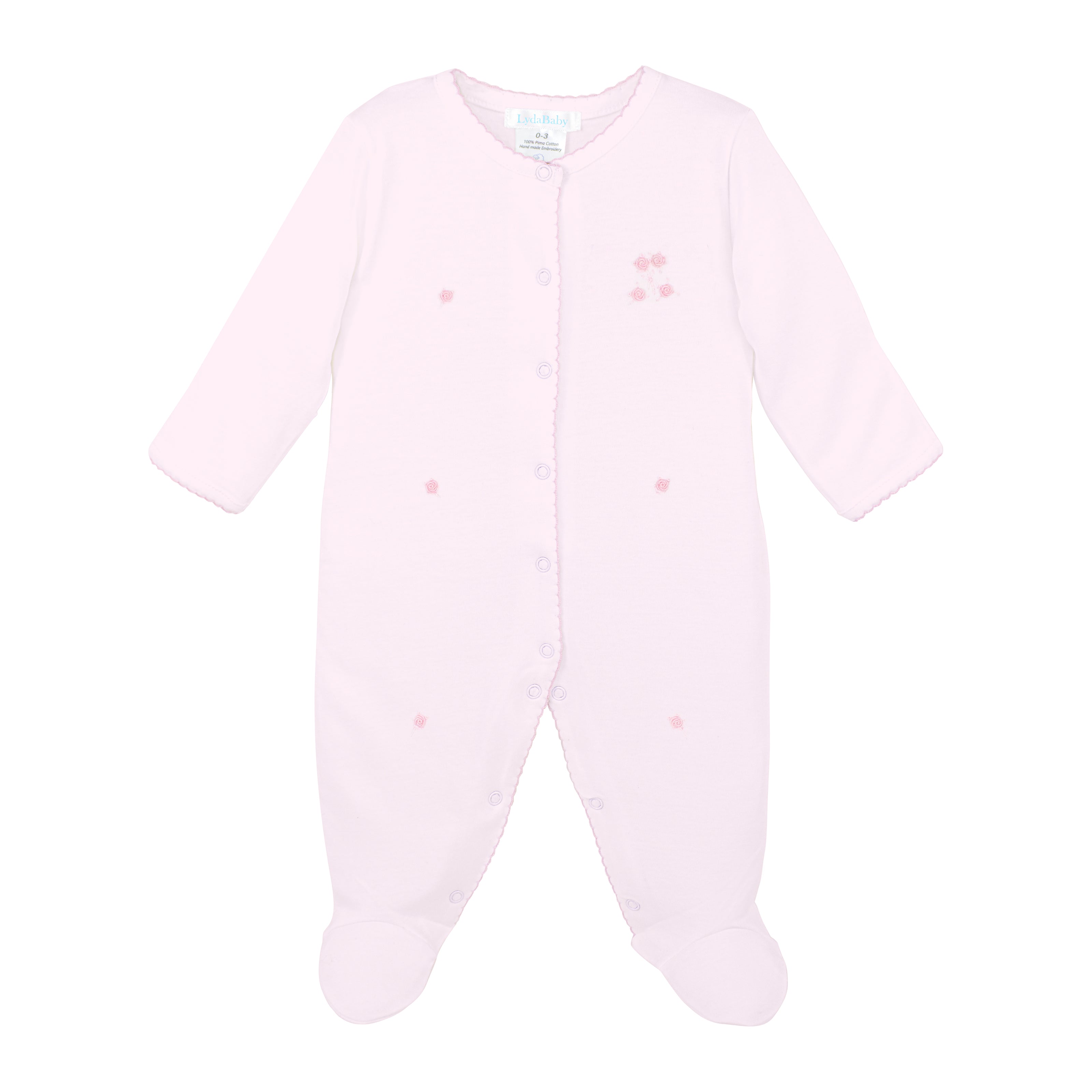 Sweet Roses Pink Embroidery Footie | Baby Girl