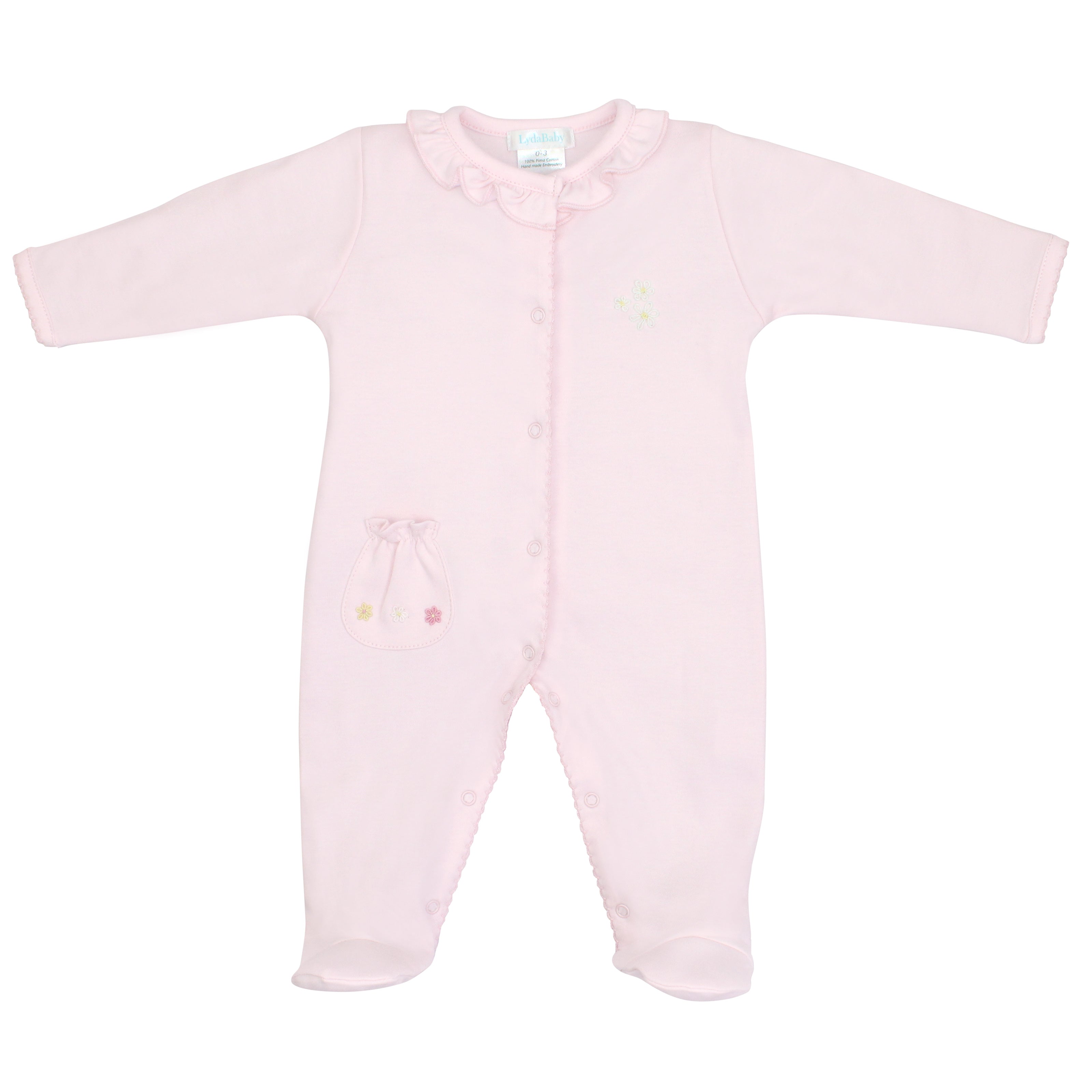 Summer Daisies Embroidery Footie | Baby Girl